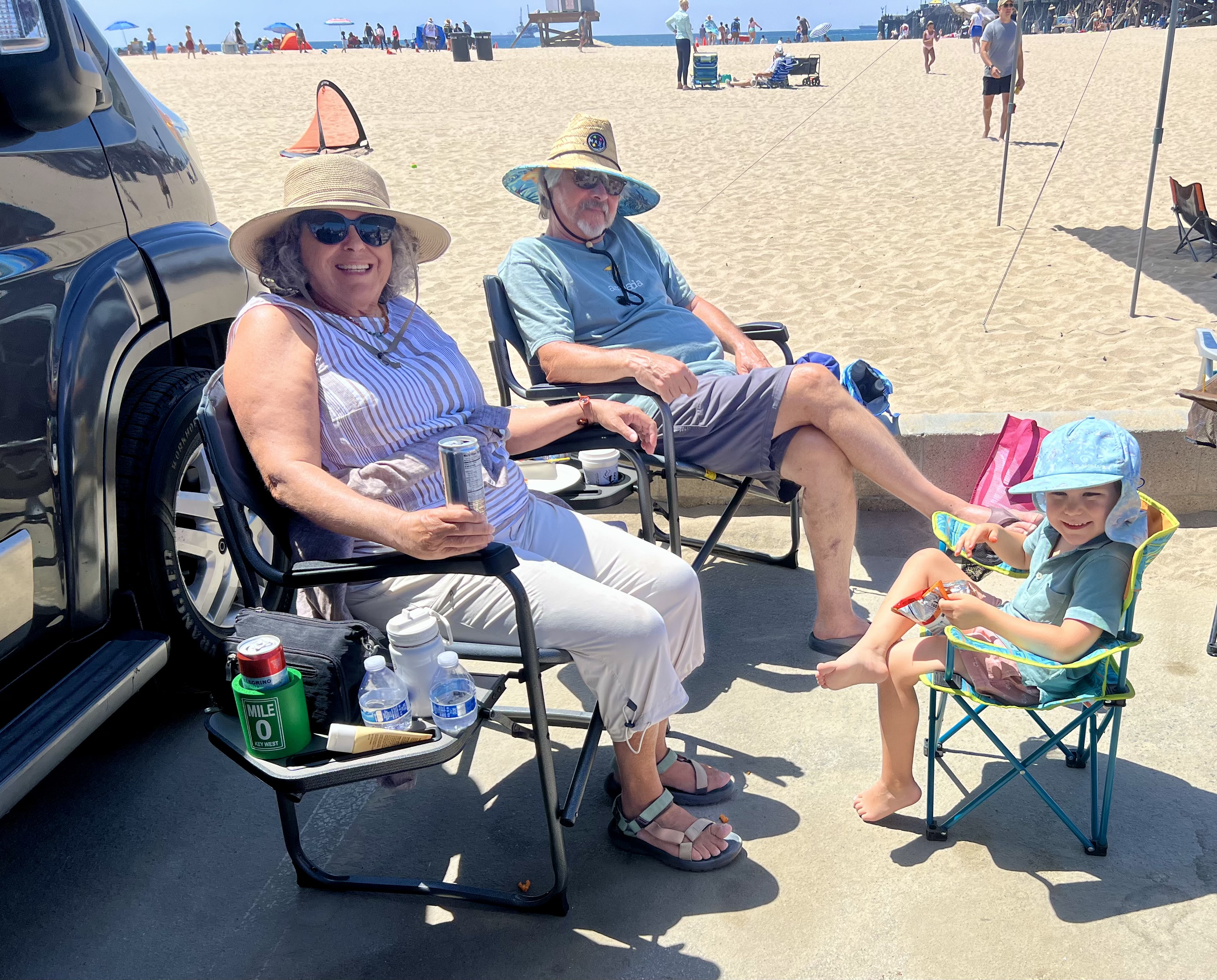 Img: summer, person, portrait, hat, chair, adult, female, woman, male, man