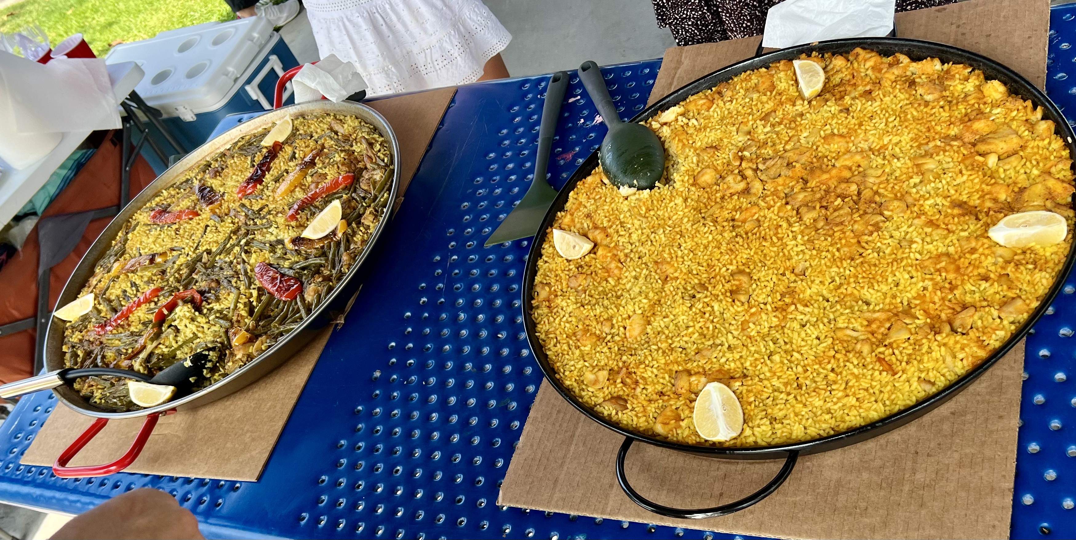 Img: food, food presentation, paella, cutlery, spoon, person, child, female, girl, box