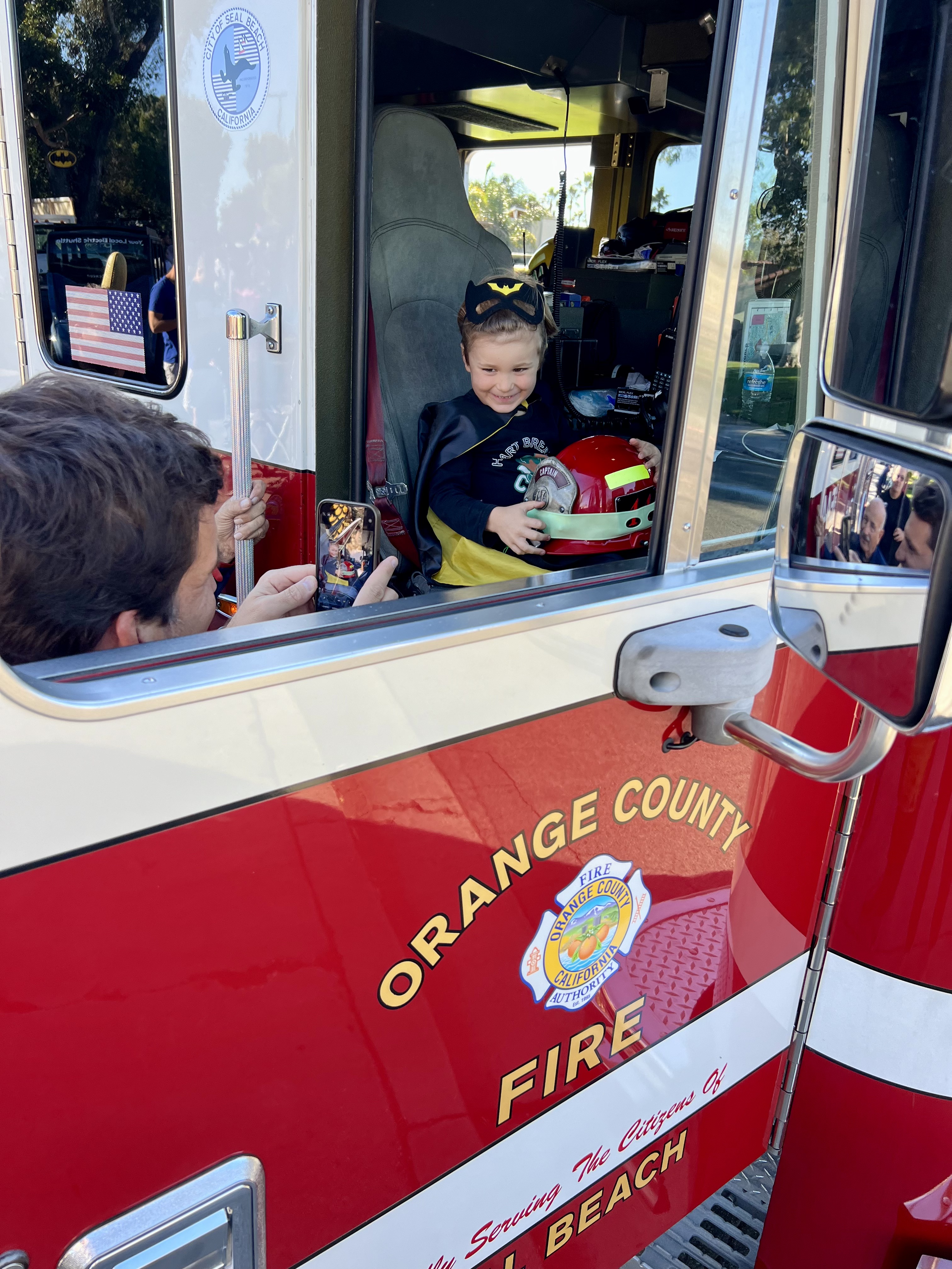 Img: helmet, person, clothing, hat, bus, transportation, vehicle