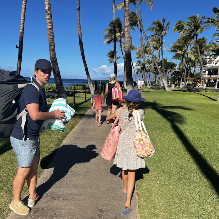 Img: summer, shorts, person, walking, hat, bag, handbag, shoe, adult, man
