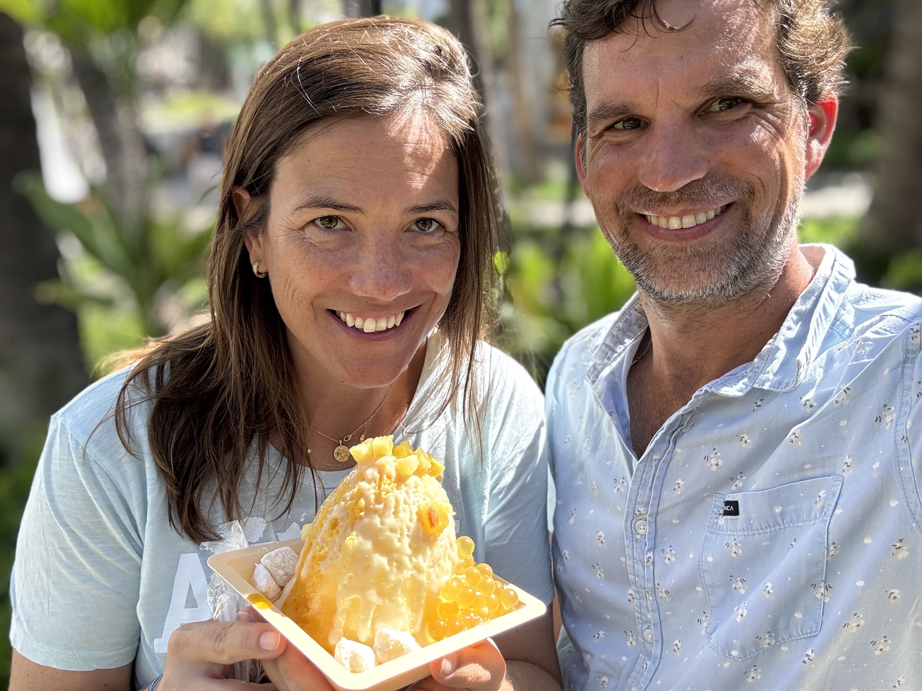 Img: cream, ice cream, people, person, adult, female, woman, male, man, smile