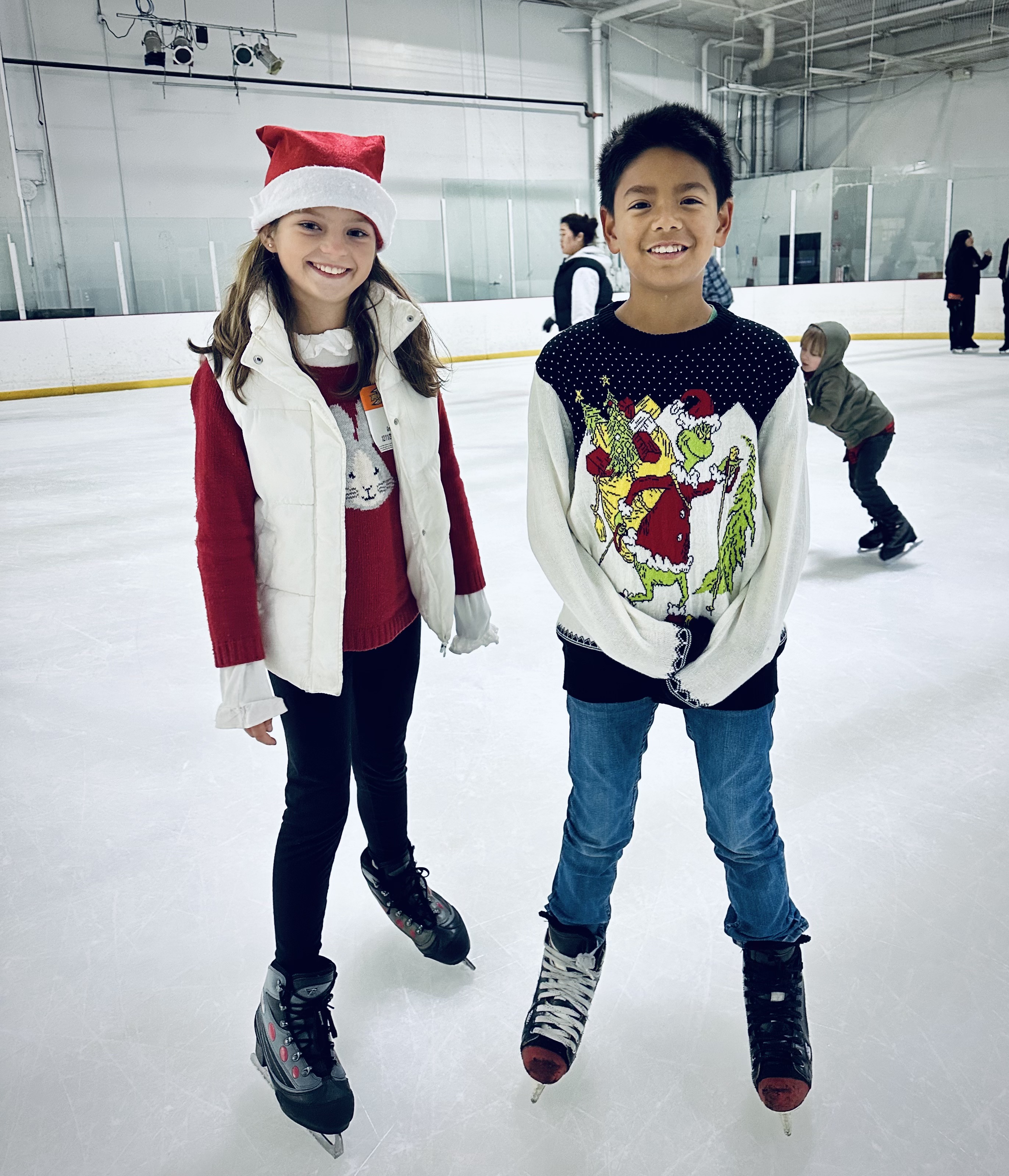 Img: ice skating dancing, person, female, girl, teen, coat, boy, child, male, people