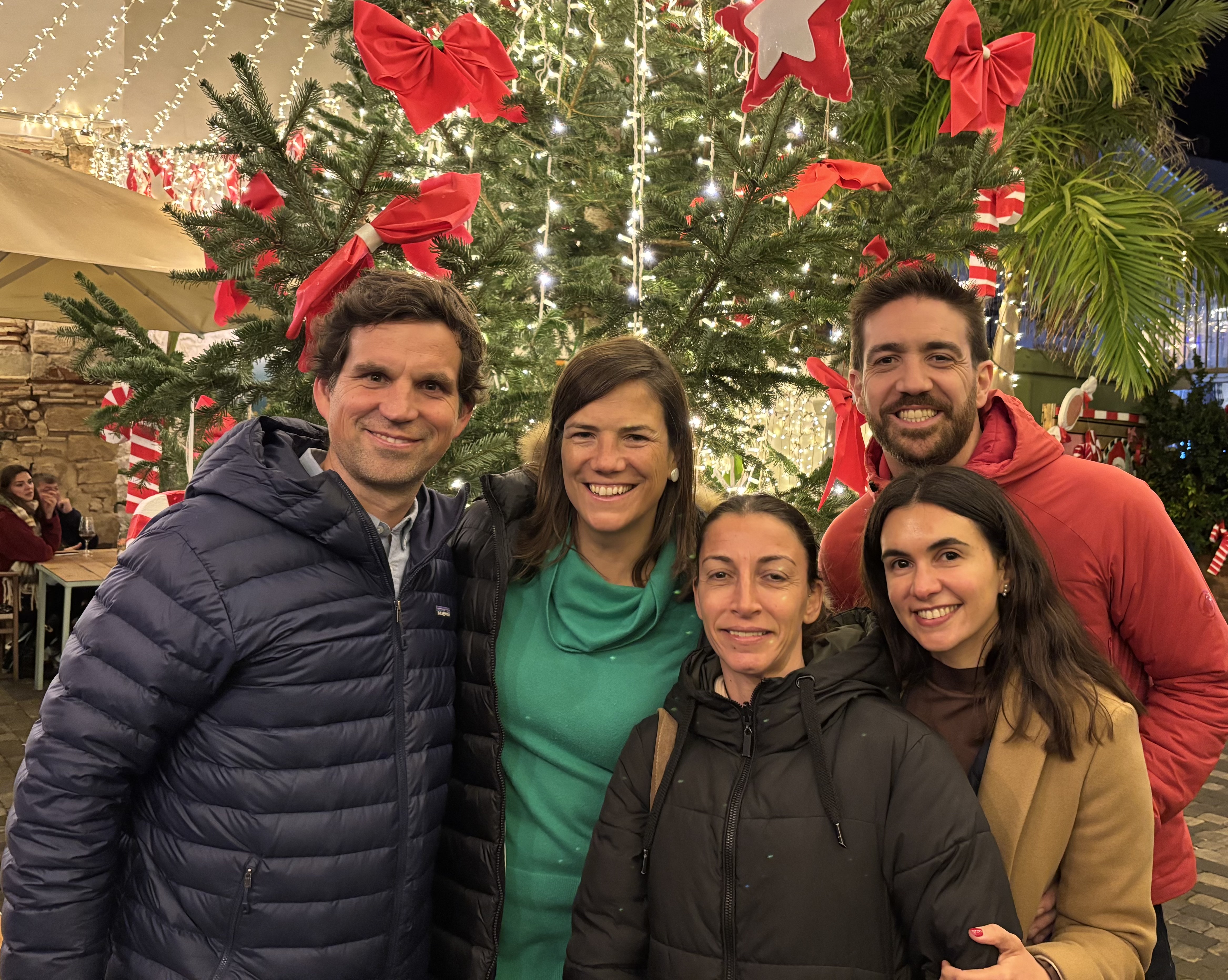 Img: coat, jacket, tree, person, portrait, adult, female, woman, fir, people