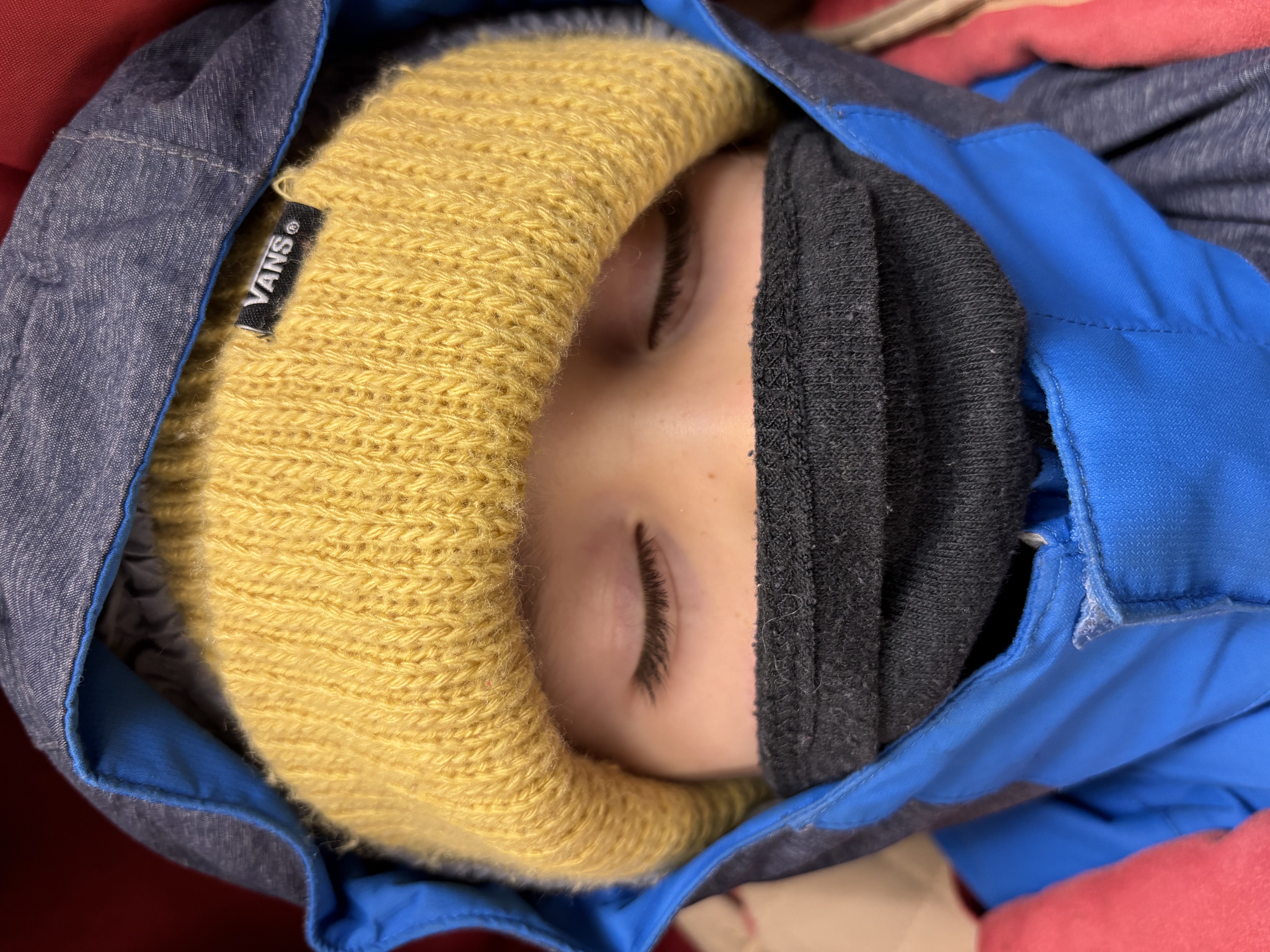 Img 2047: cap, clothing, hat, hood, beanie, baby, person, face, knitwear, sweater