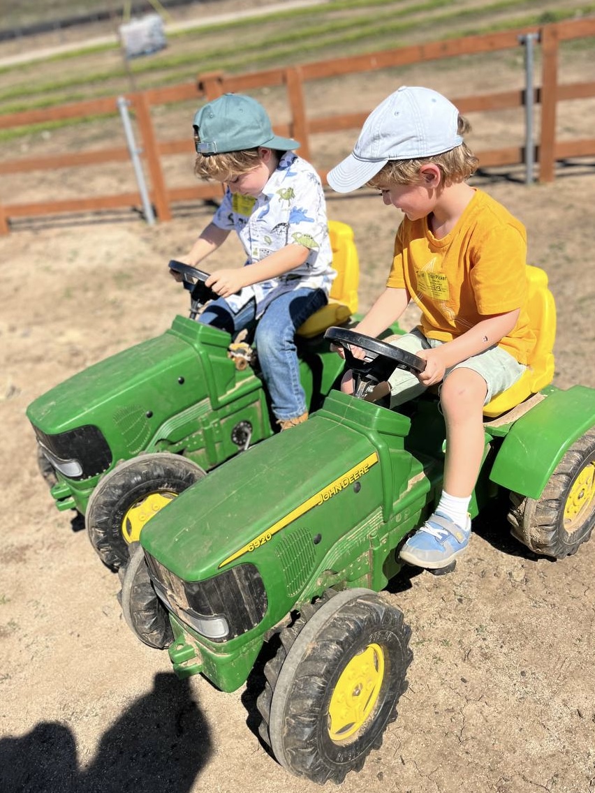 Img: grass, shoe, hat, boy, child, male, person, baseball cap, cap, tractor