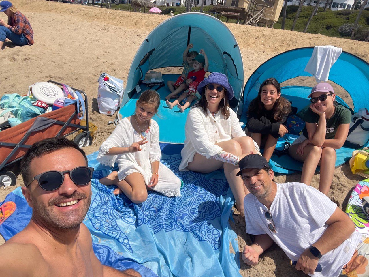 Photo 2025: outdoors, shelter, summer, sunglasses, hat, glasses, portrait, tent, camping, handbag