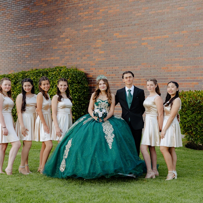 2025: dress, formal wear, grass, groupshot, person, gown, wedding gown, adult, bride, woman