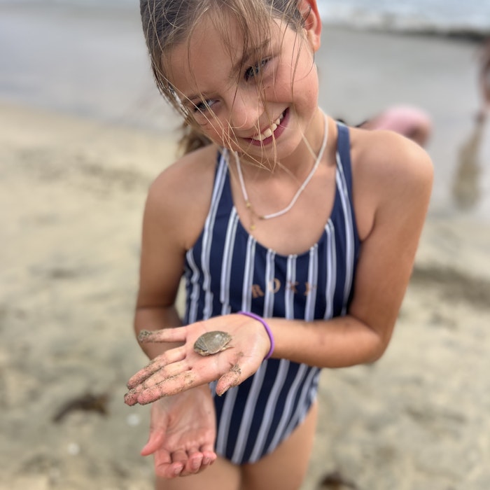 Img: child, female, girl, person, beach, necklace, bracelet, portrait, finger, swimwear