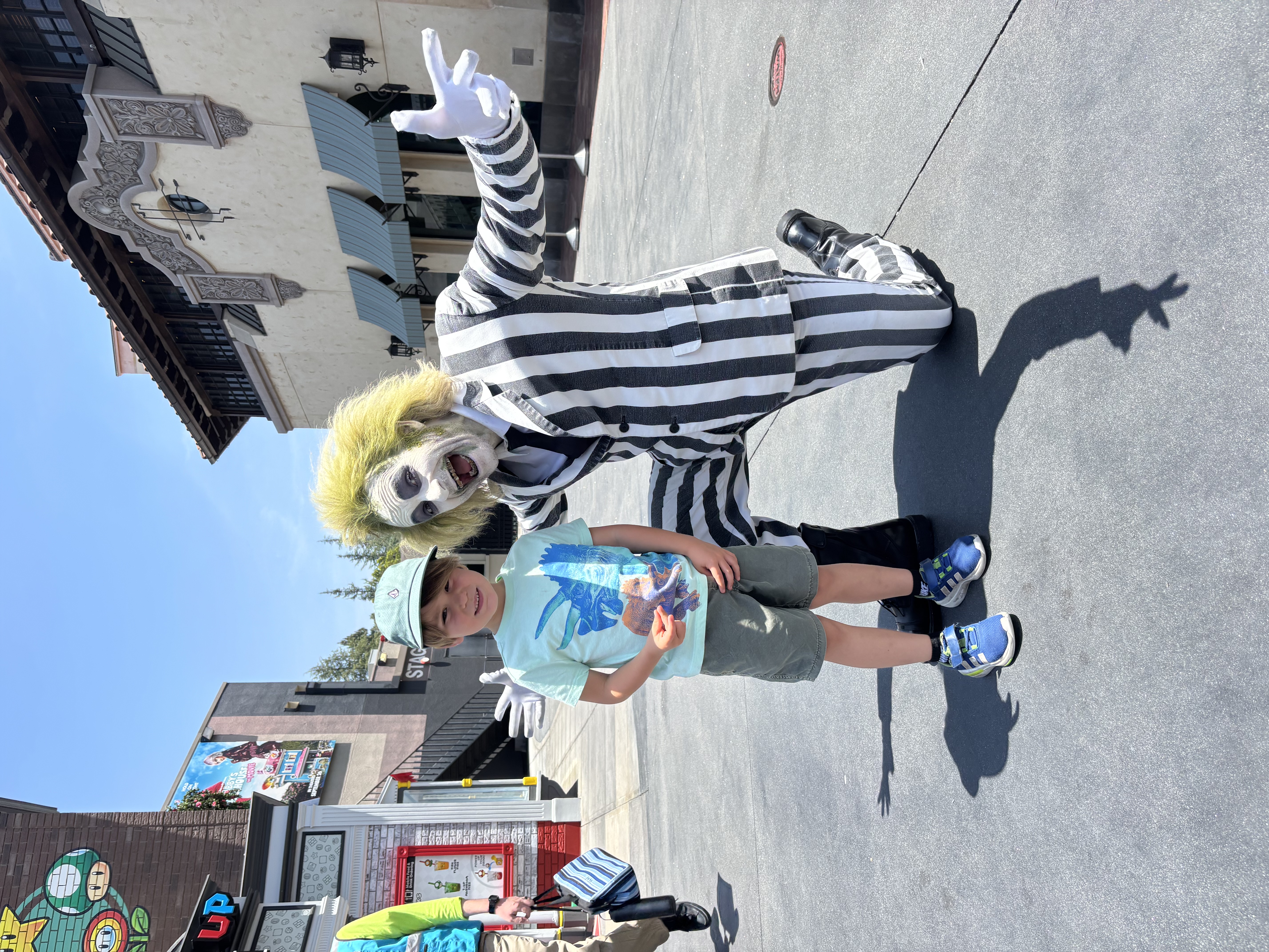 Img: city, street, costume, person, shoe, glove, hat, boy, child, male