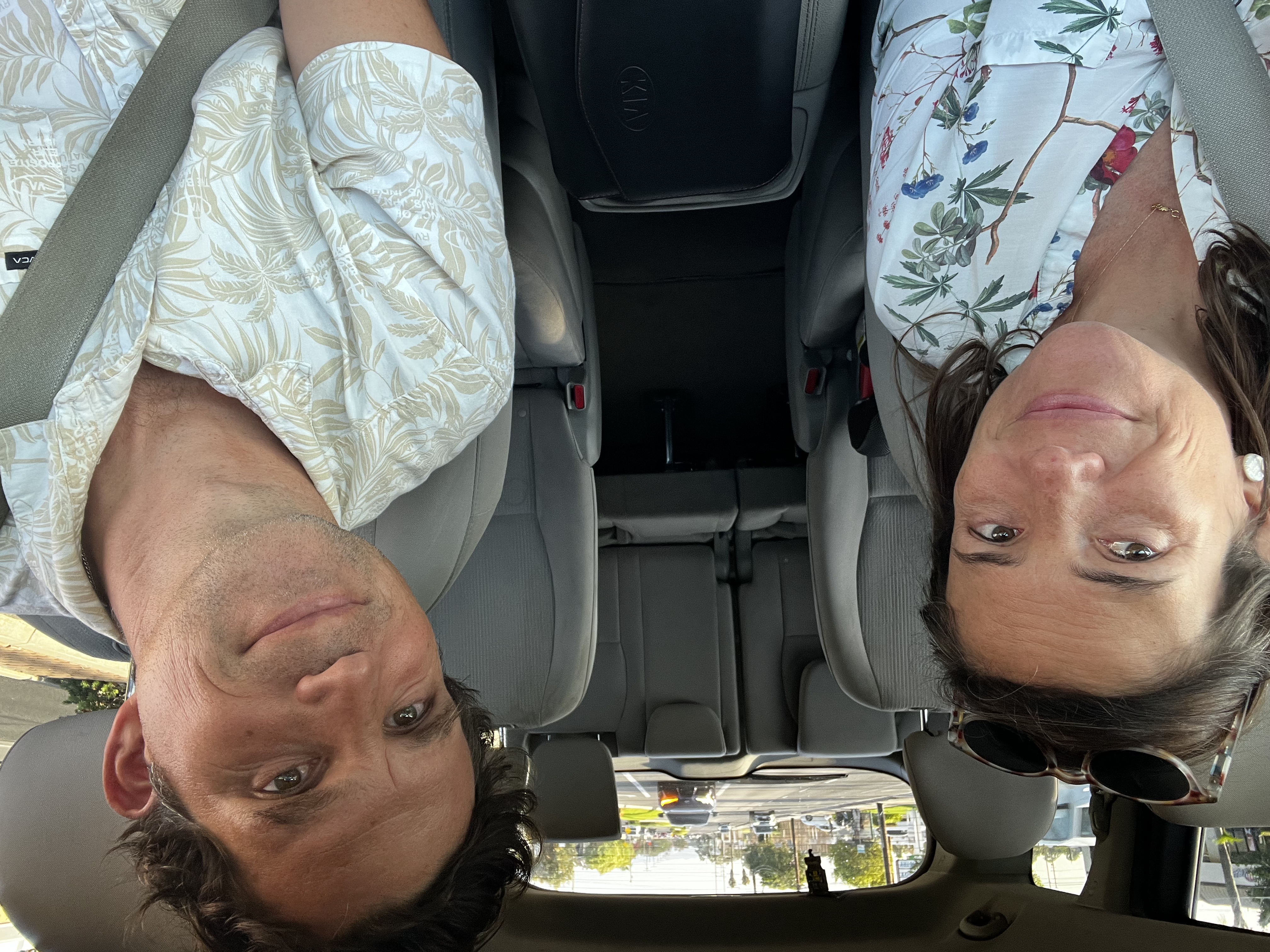 Img: cushion, home decor, adult, female, person, woman, male, man, glasses, car