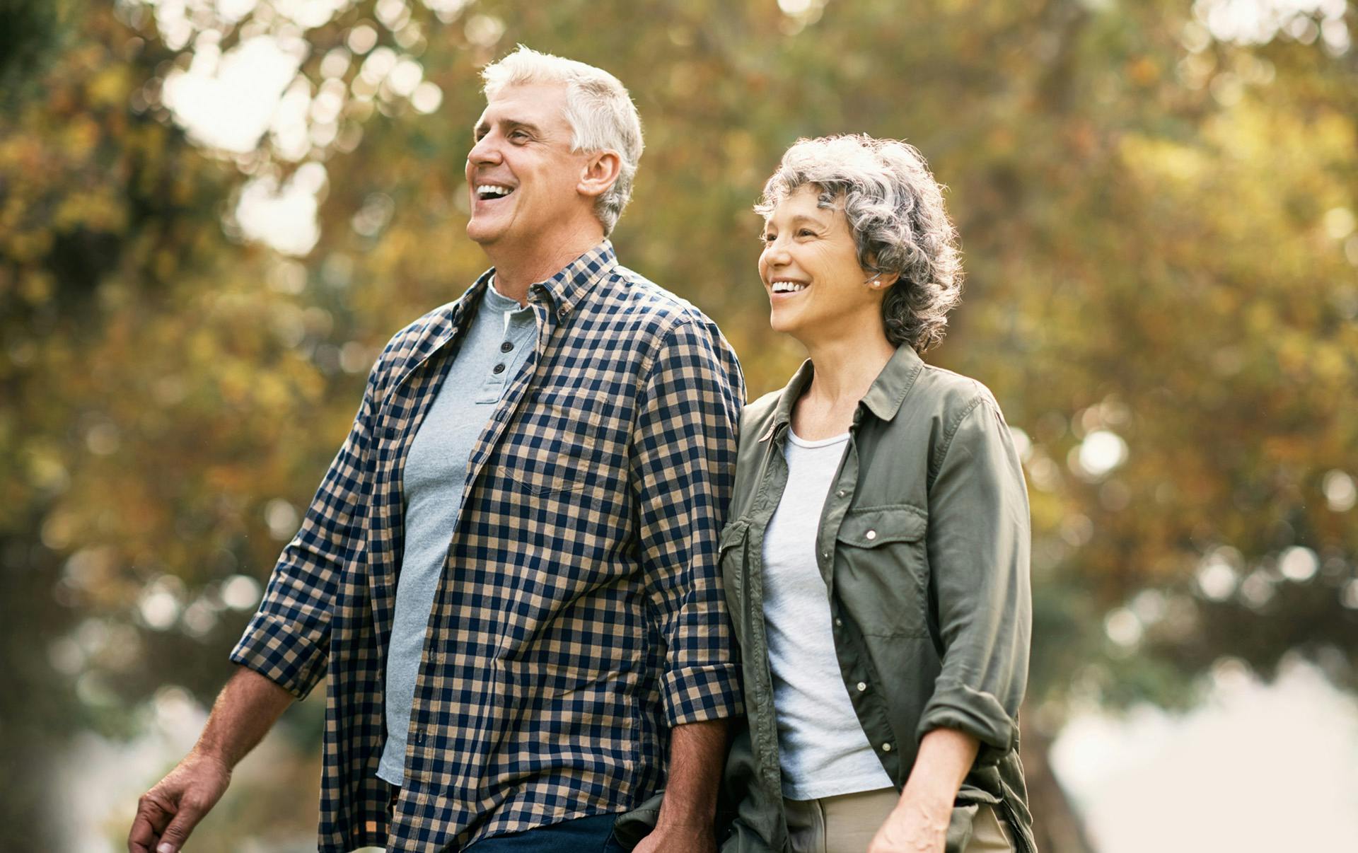 Couple on fall walk.