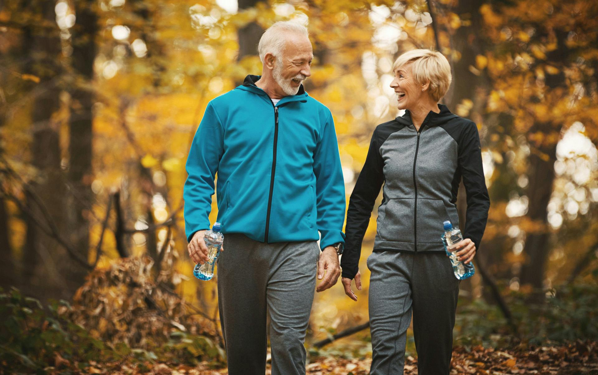 Couple on fall hike.