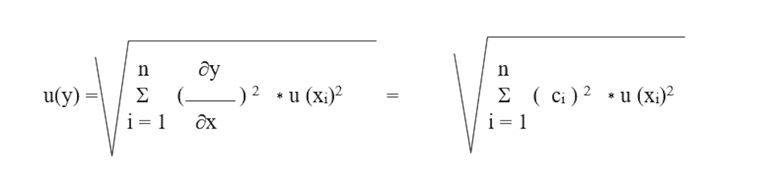 Formulas for calculating uncertainty in LS spectrometry