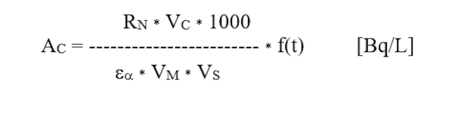 Activity concentration AC of 222Rn