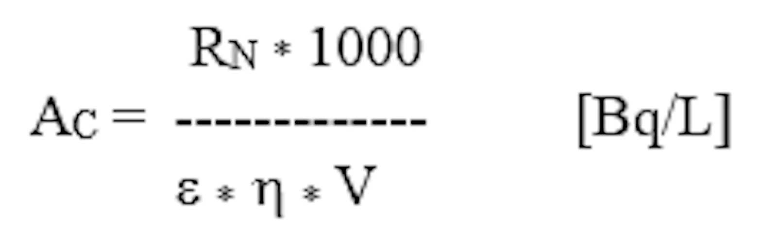 Calculation for activity concentration of Uranium.