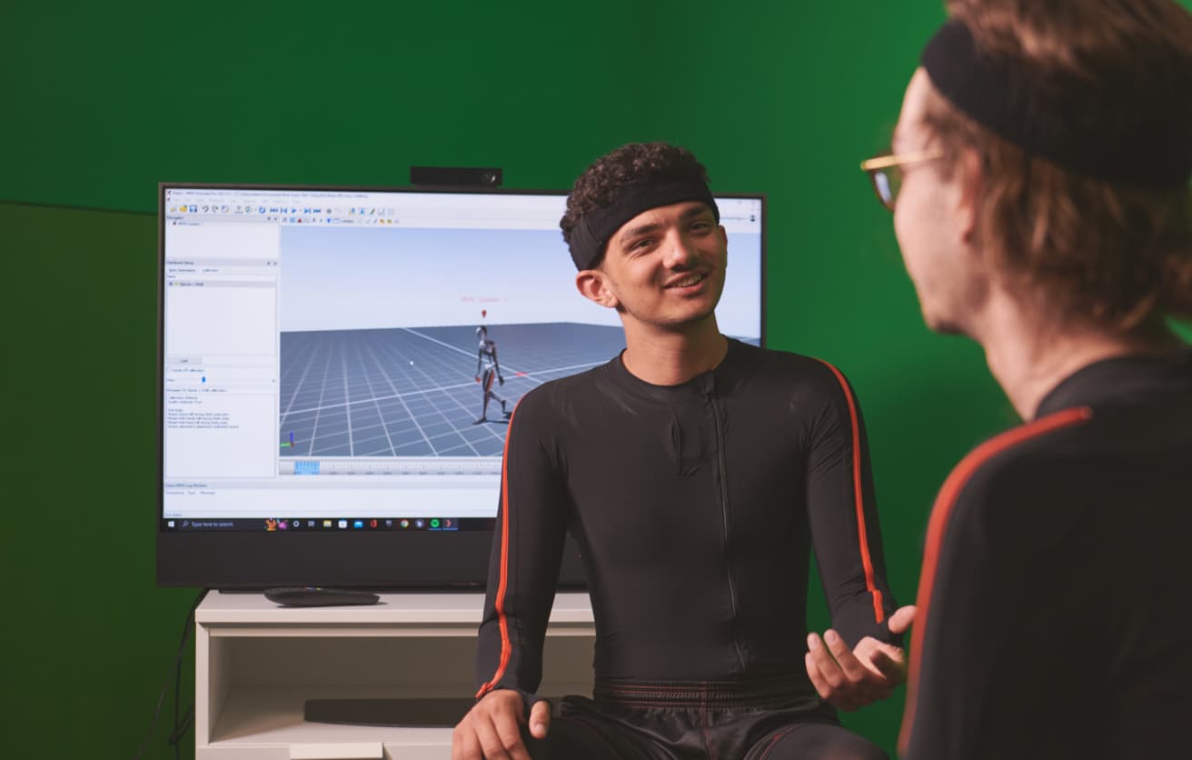 man in motion capture suit
