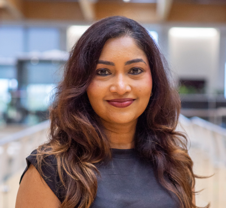 portrait shot of south asian woman with long brown hair