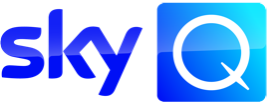 Sky Q logo with “sky” in gradient blue lowercase letters and a capital “Q” inside a rounded blue square.
