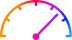 Gradient speedometer icon using the colours of Sky's logo.