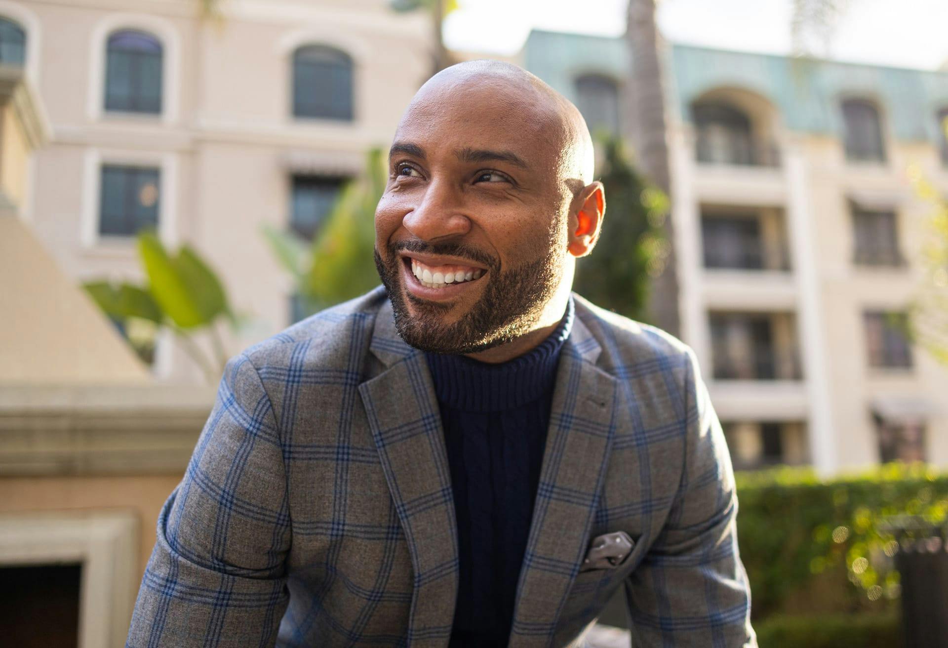 Man smiling wearing nice suit