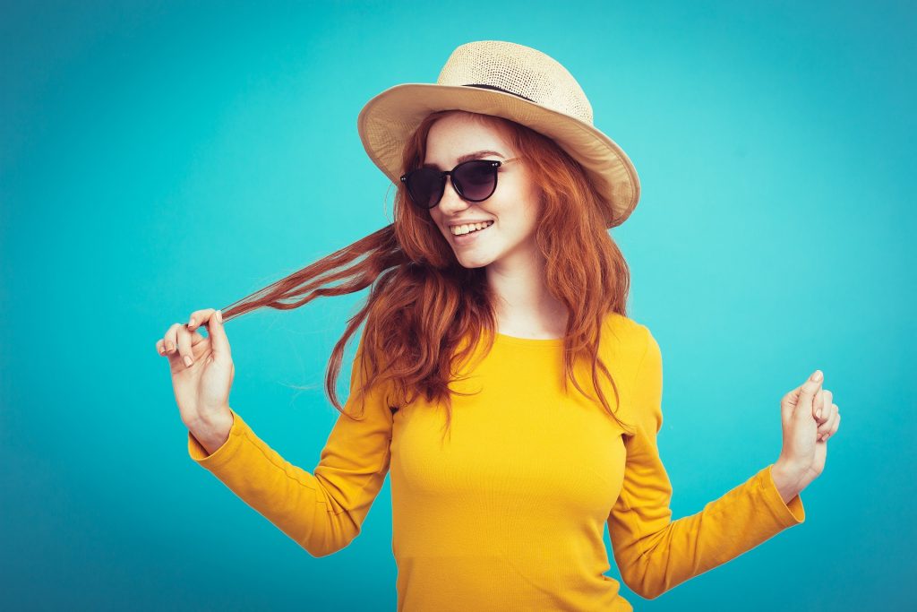 red head woman smiling