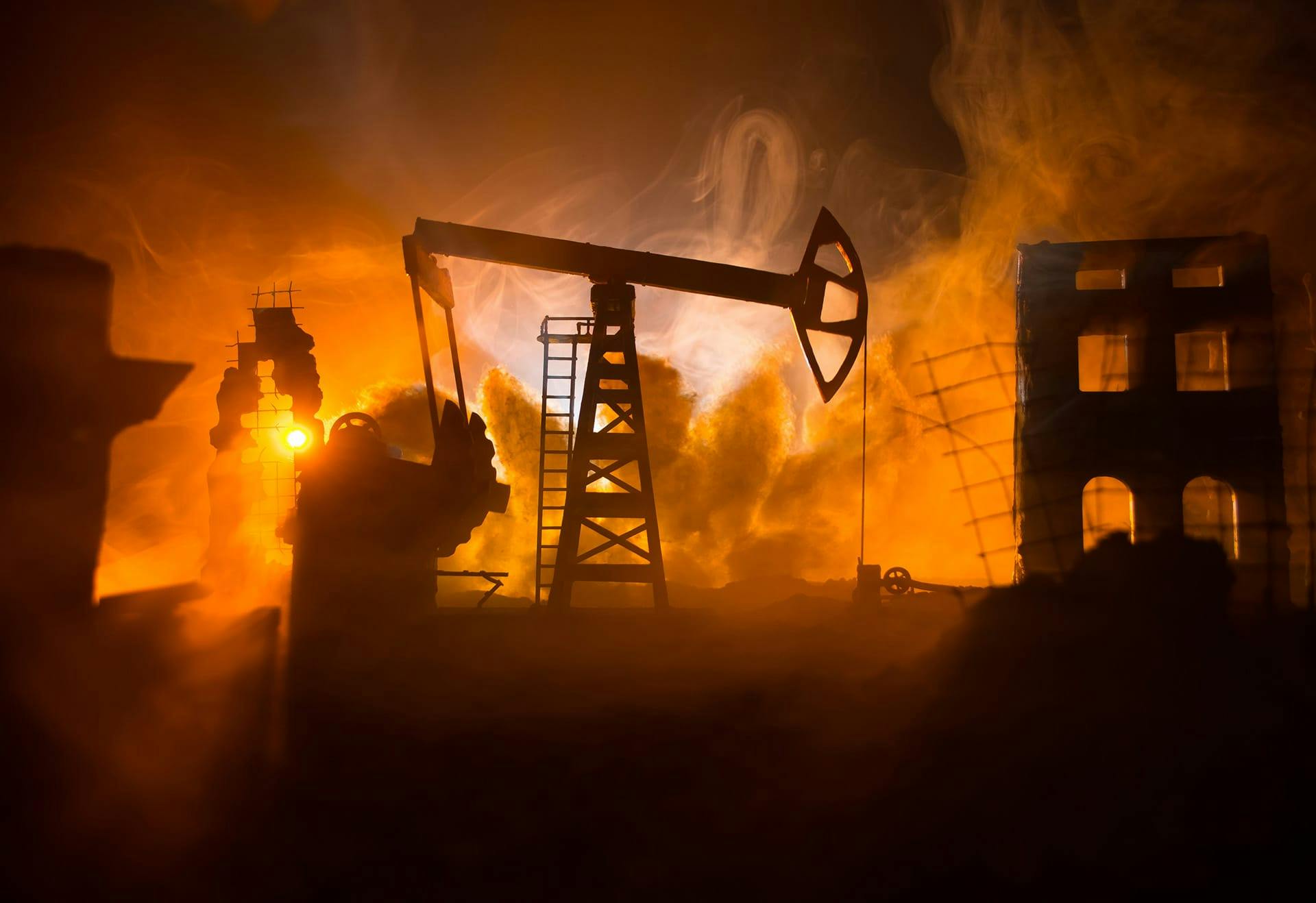 oil field on fire
