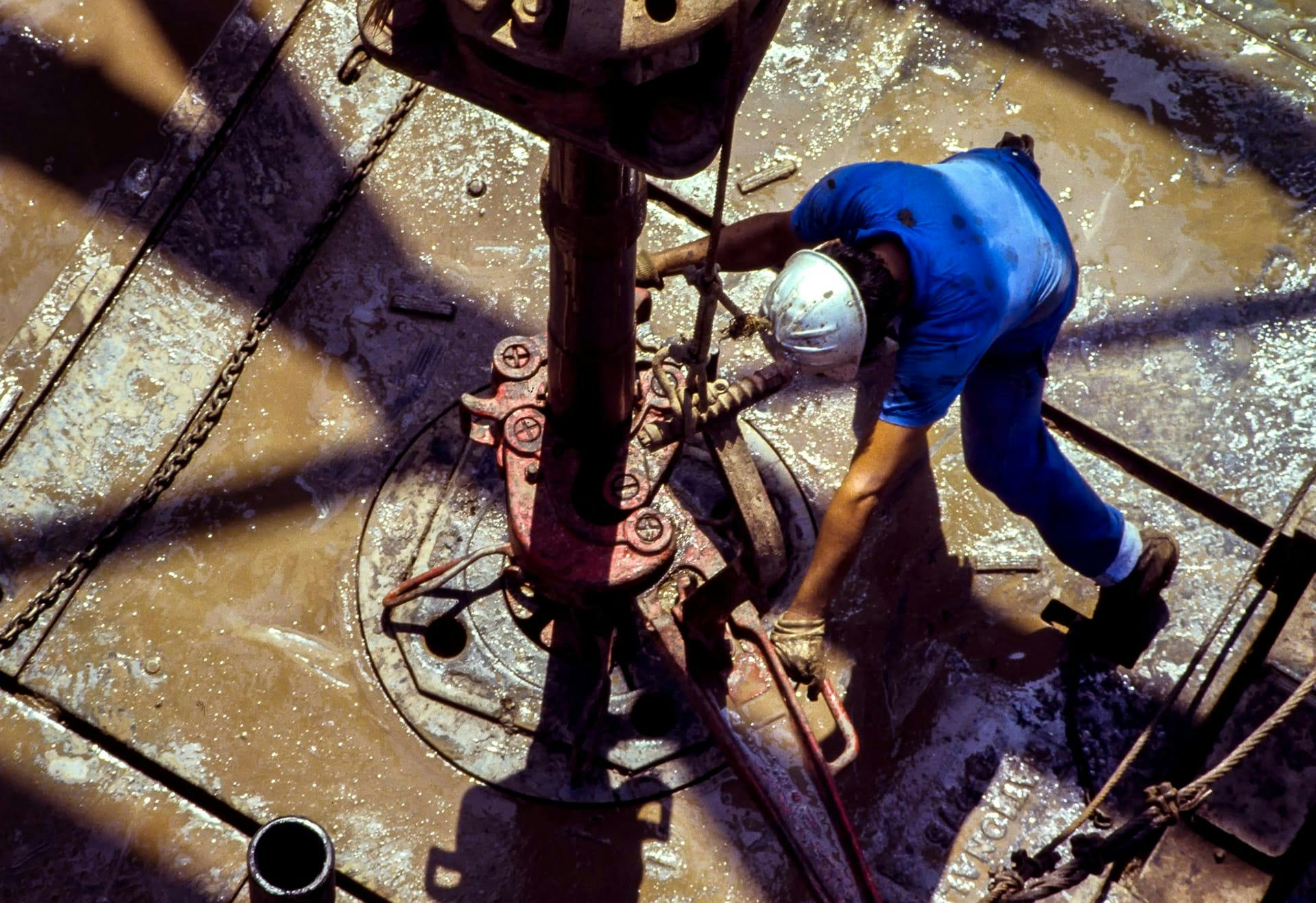 person working on oil rig