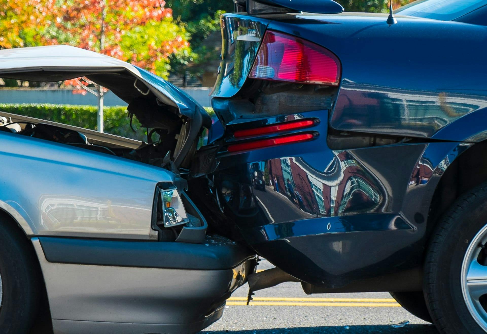 two cars in a crash