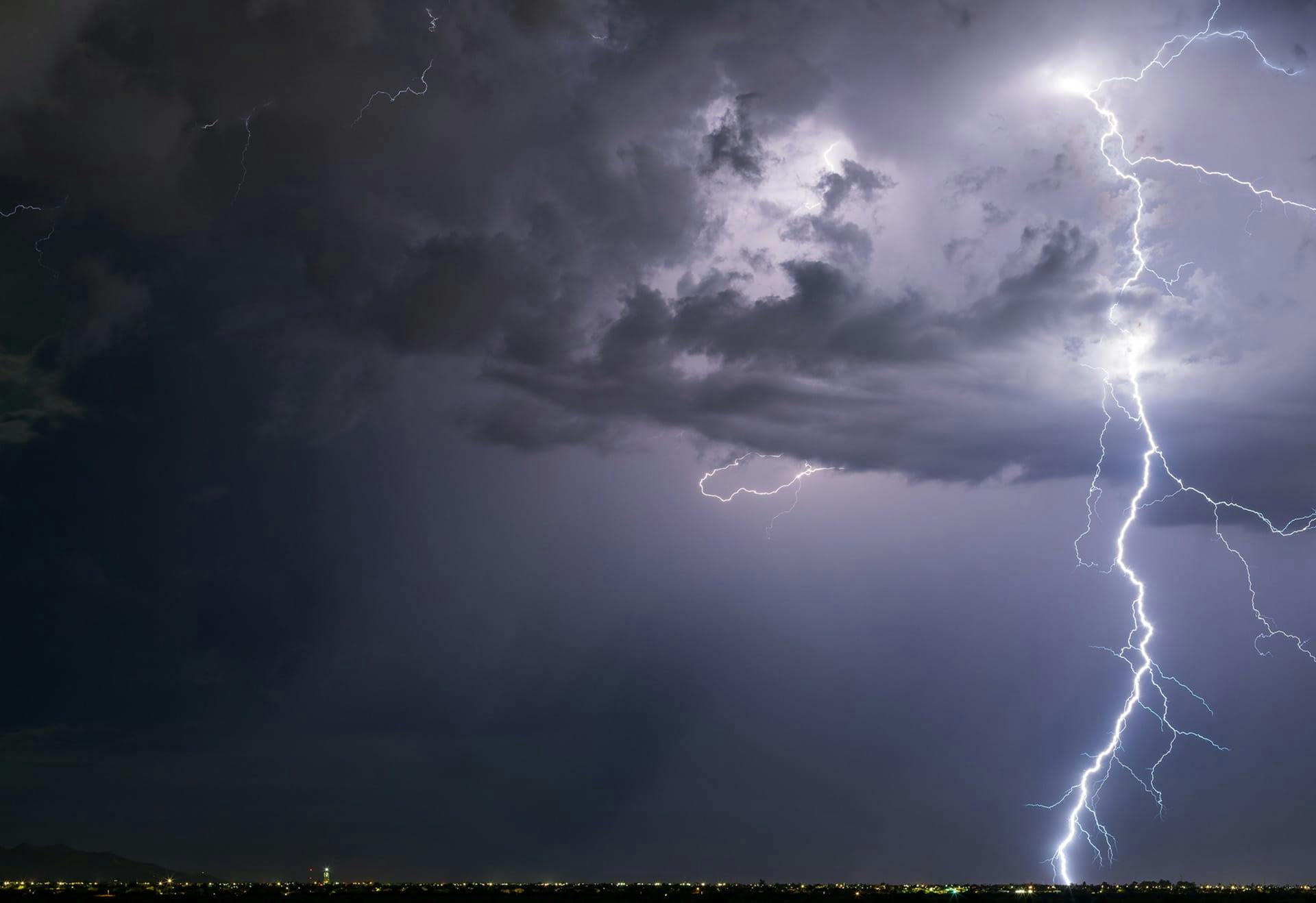 dark cloudy sky with lightning