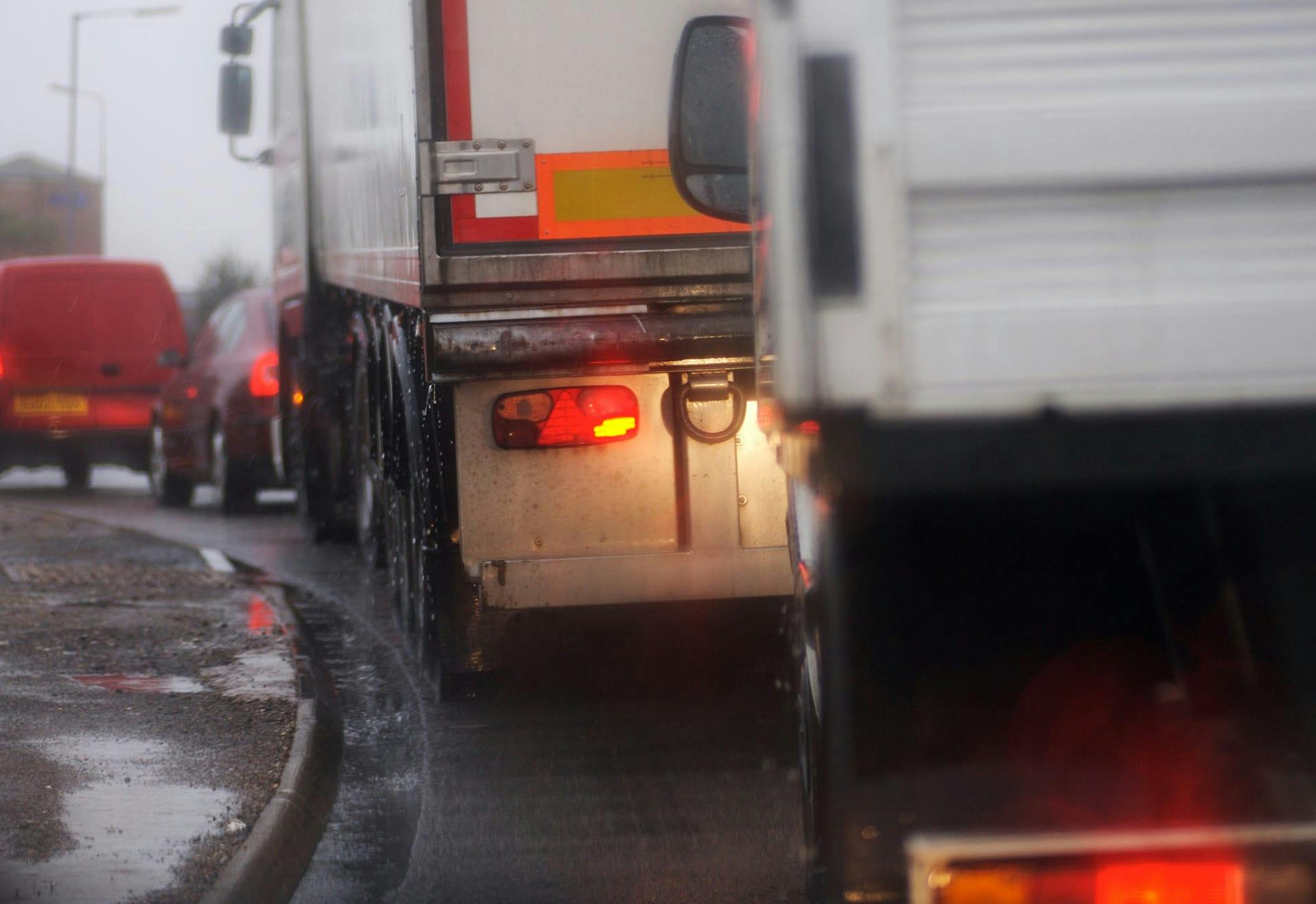 semi trucks in traffic