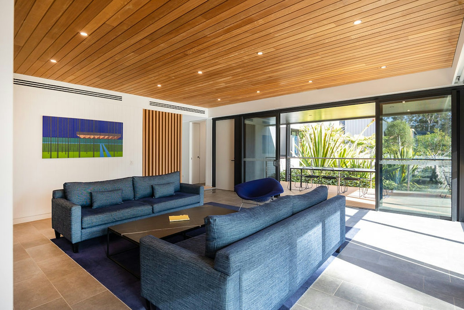 Living area inside the four-bedroom Pavilion at Willinga Park
