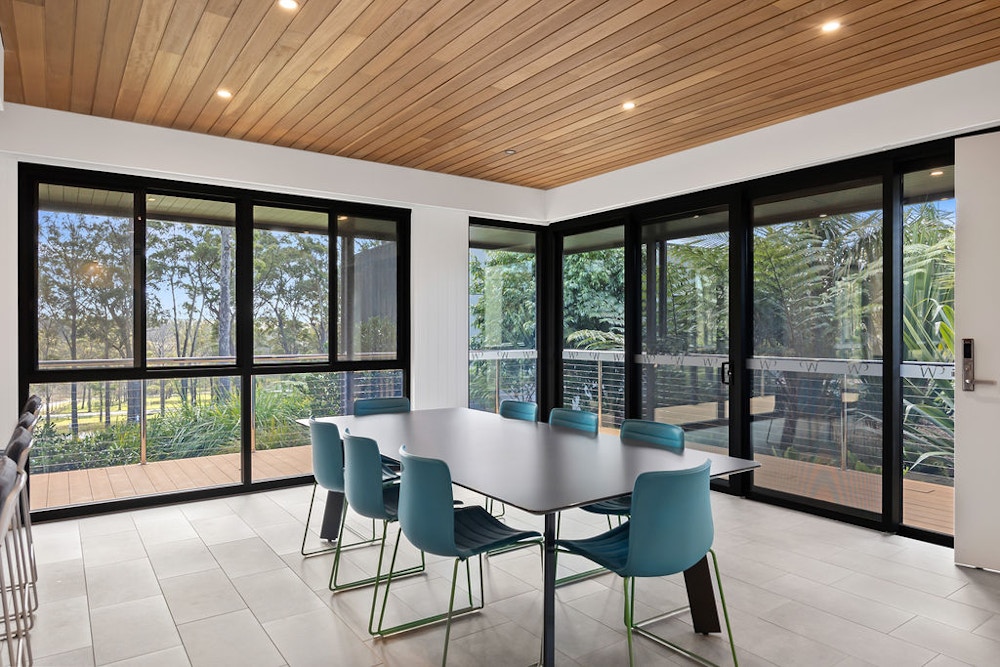 Dining and living space in the four-bedroom Pavilion at Willinga Park
