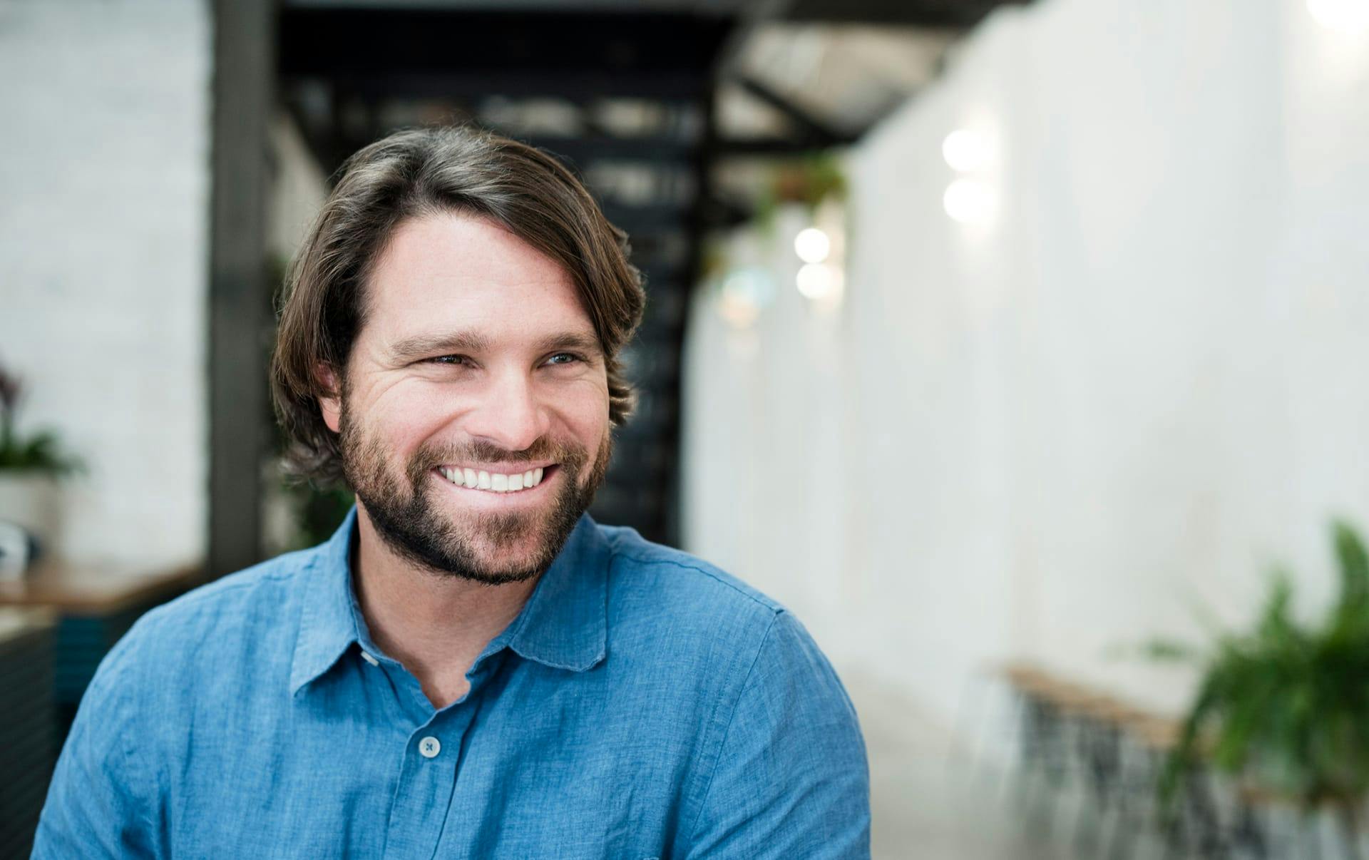 Brunette man smiling