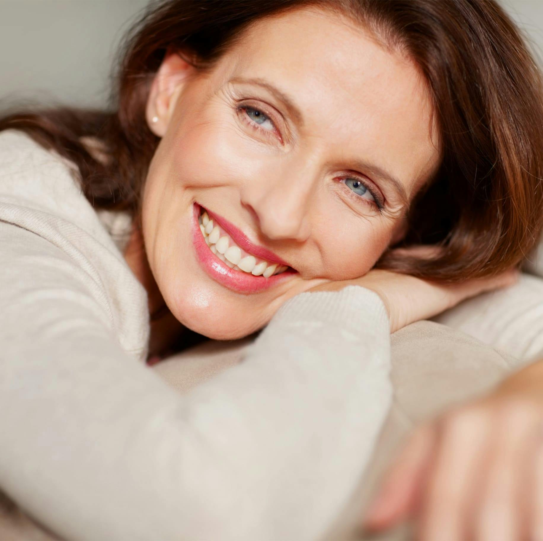 brunette woman smiling