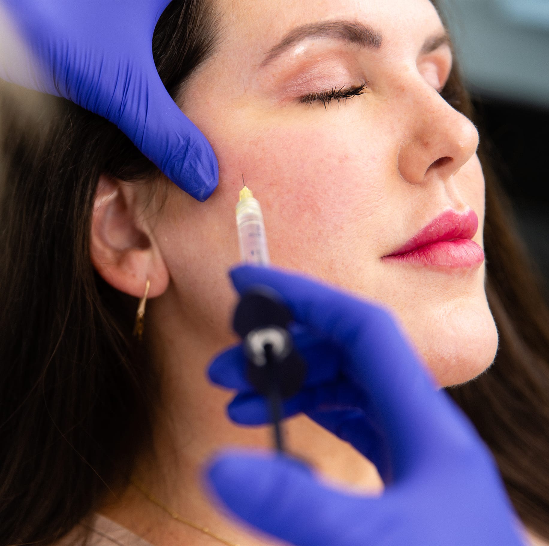 Woman receiving injection