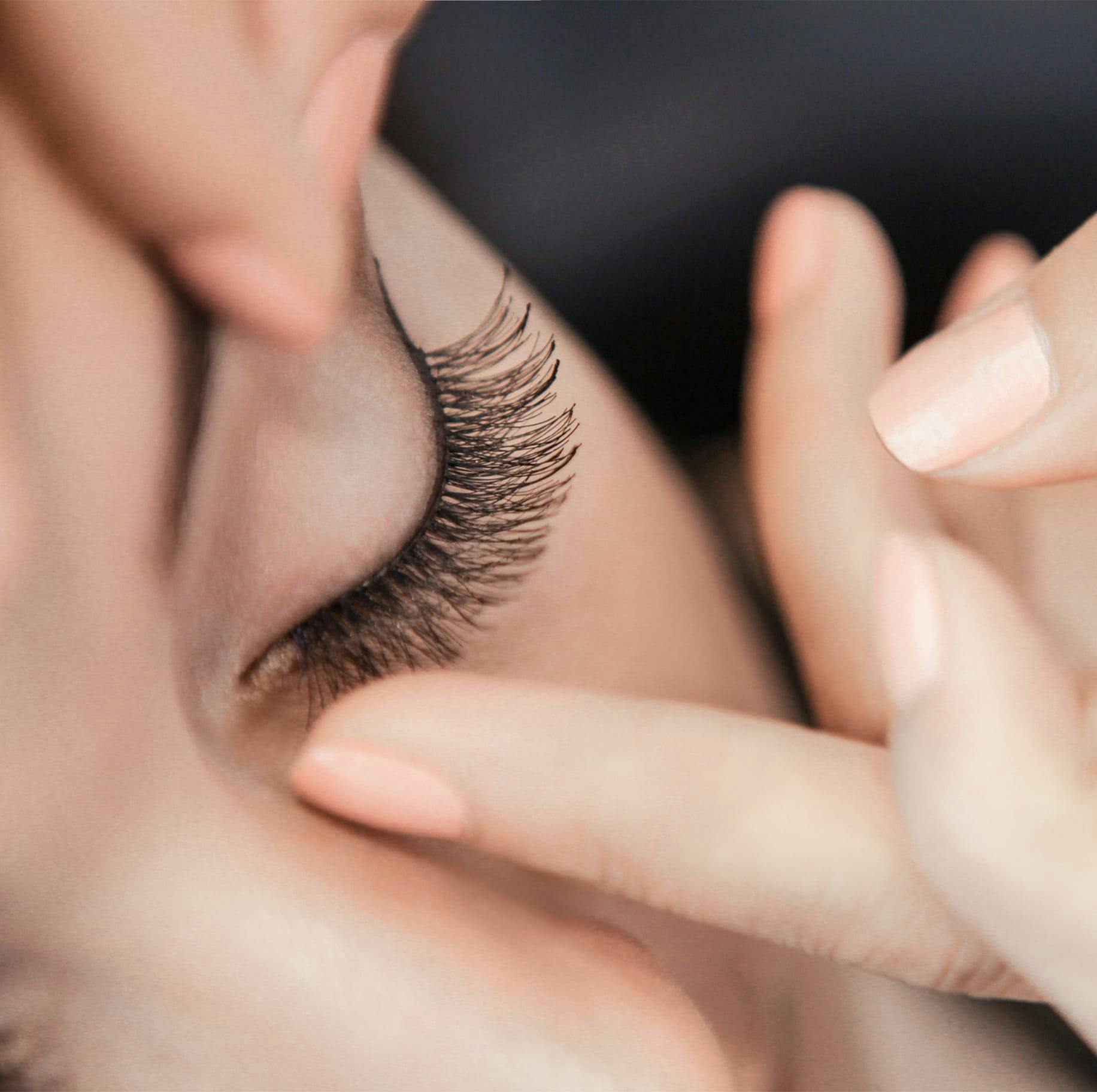 Woman with long eyelashes