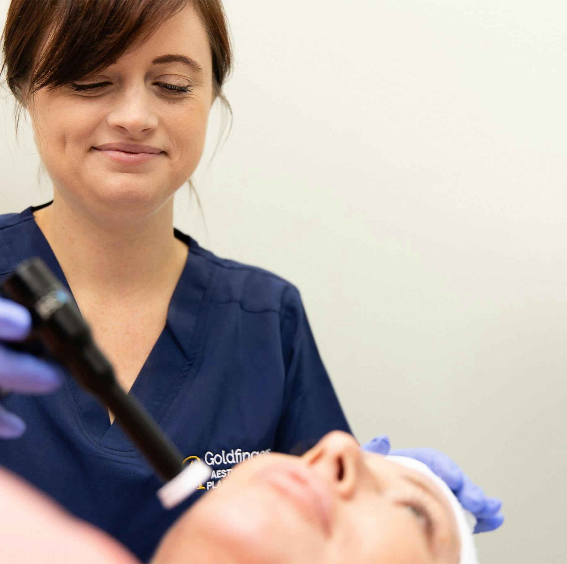 Specialist working with patient