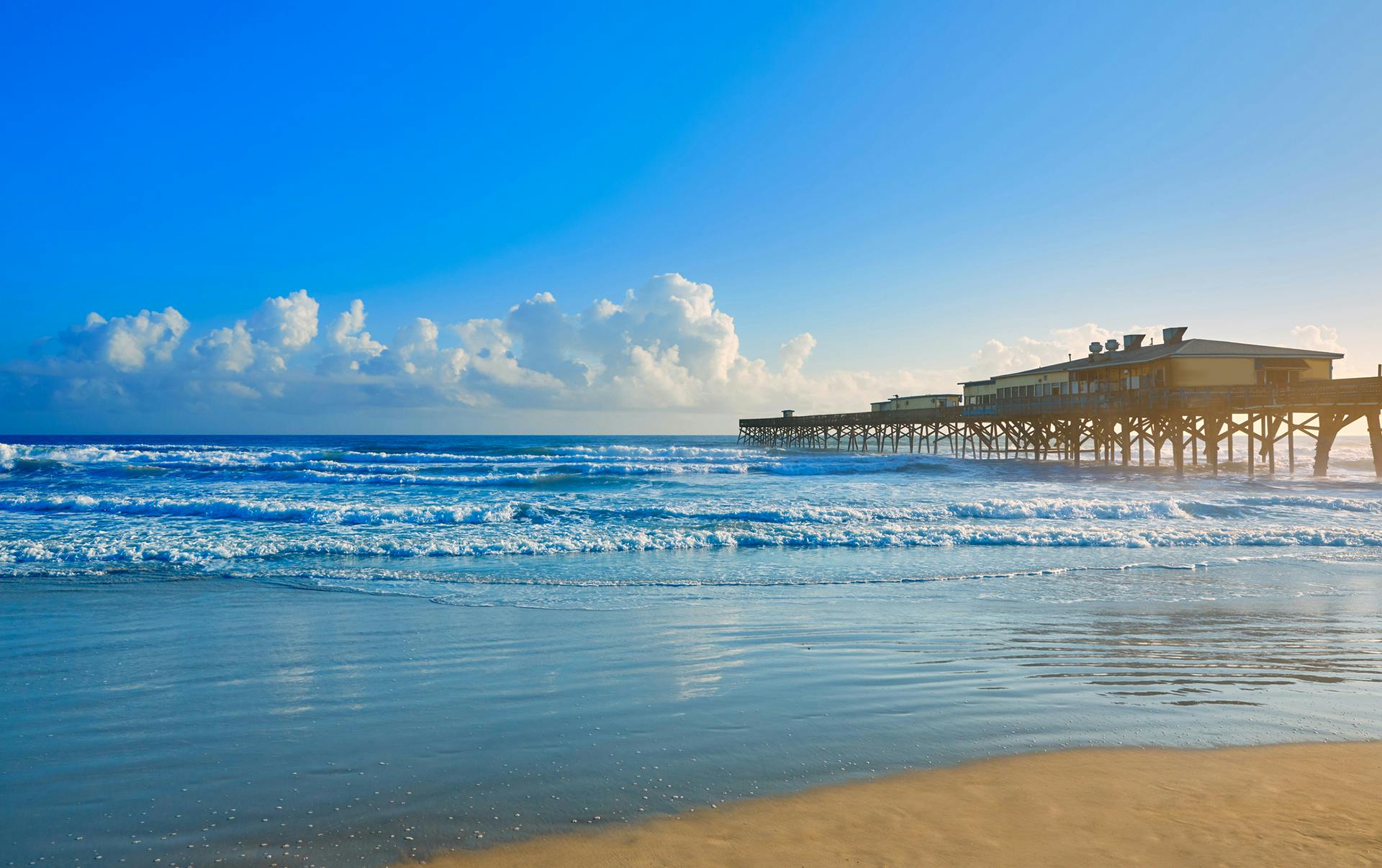 scenic view of pier from beach