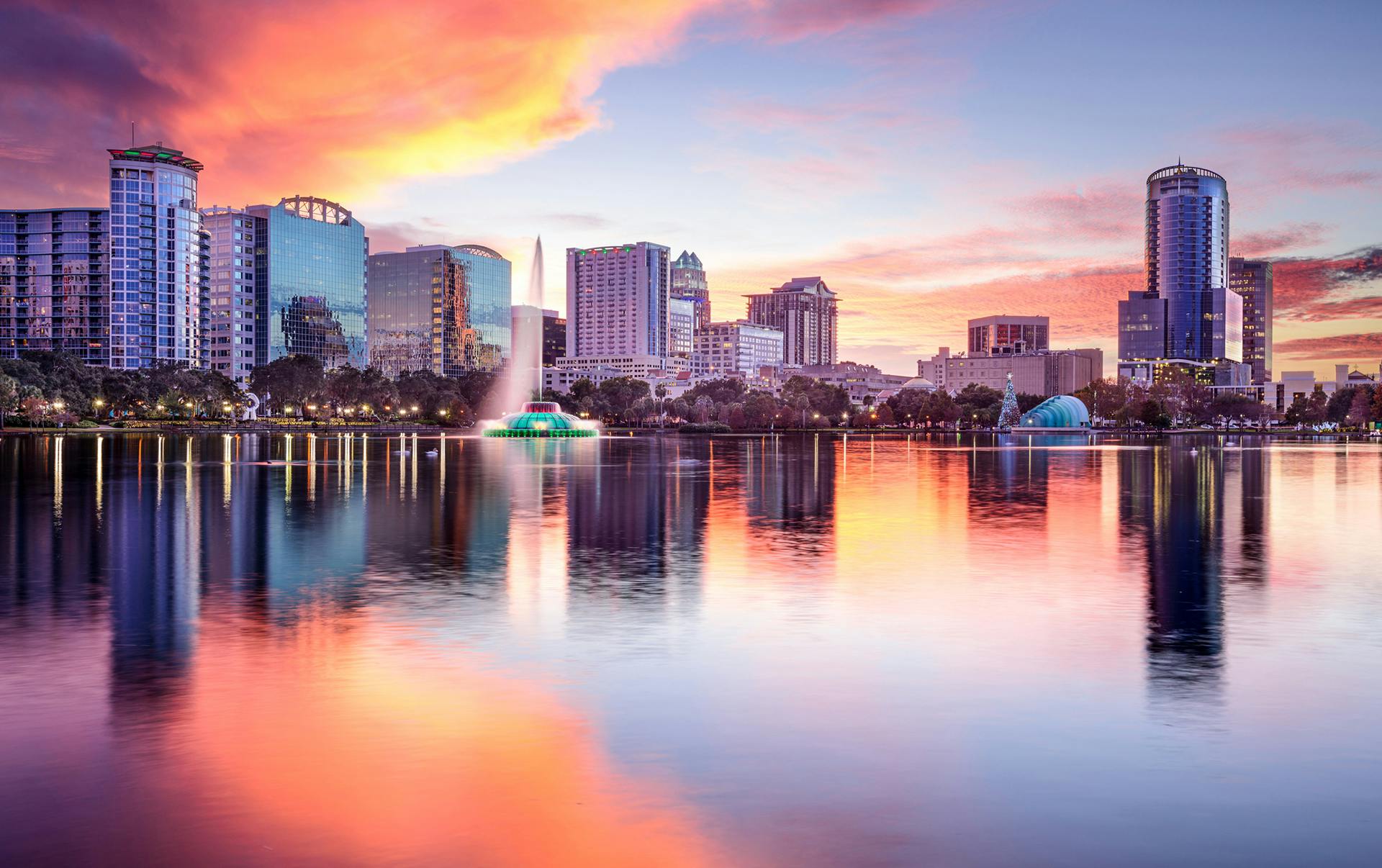 orlando skyline seen from the water