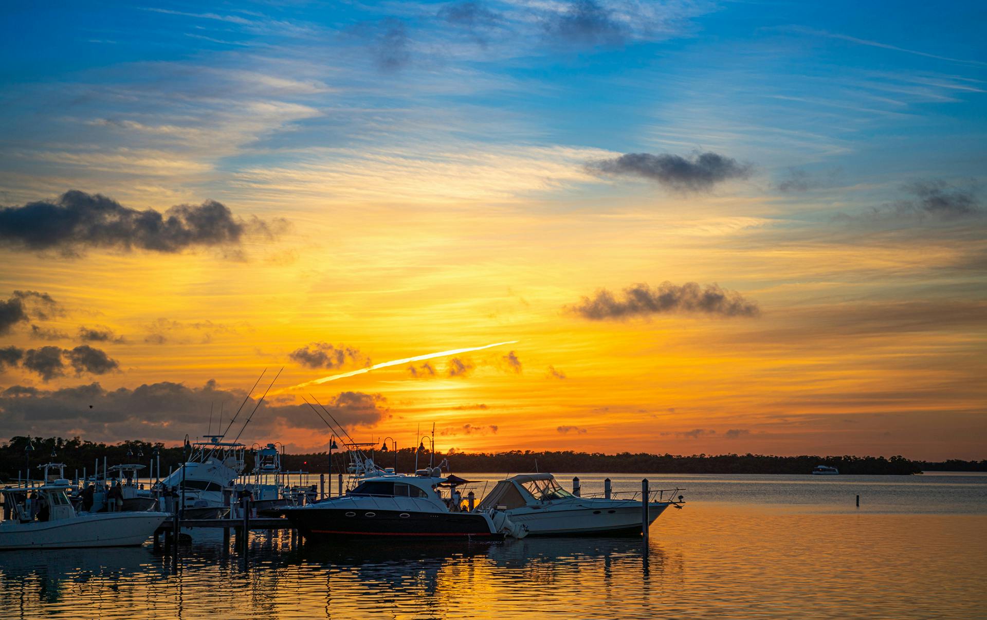 boats at sunset