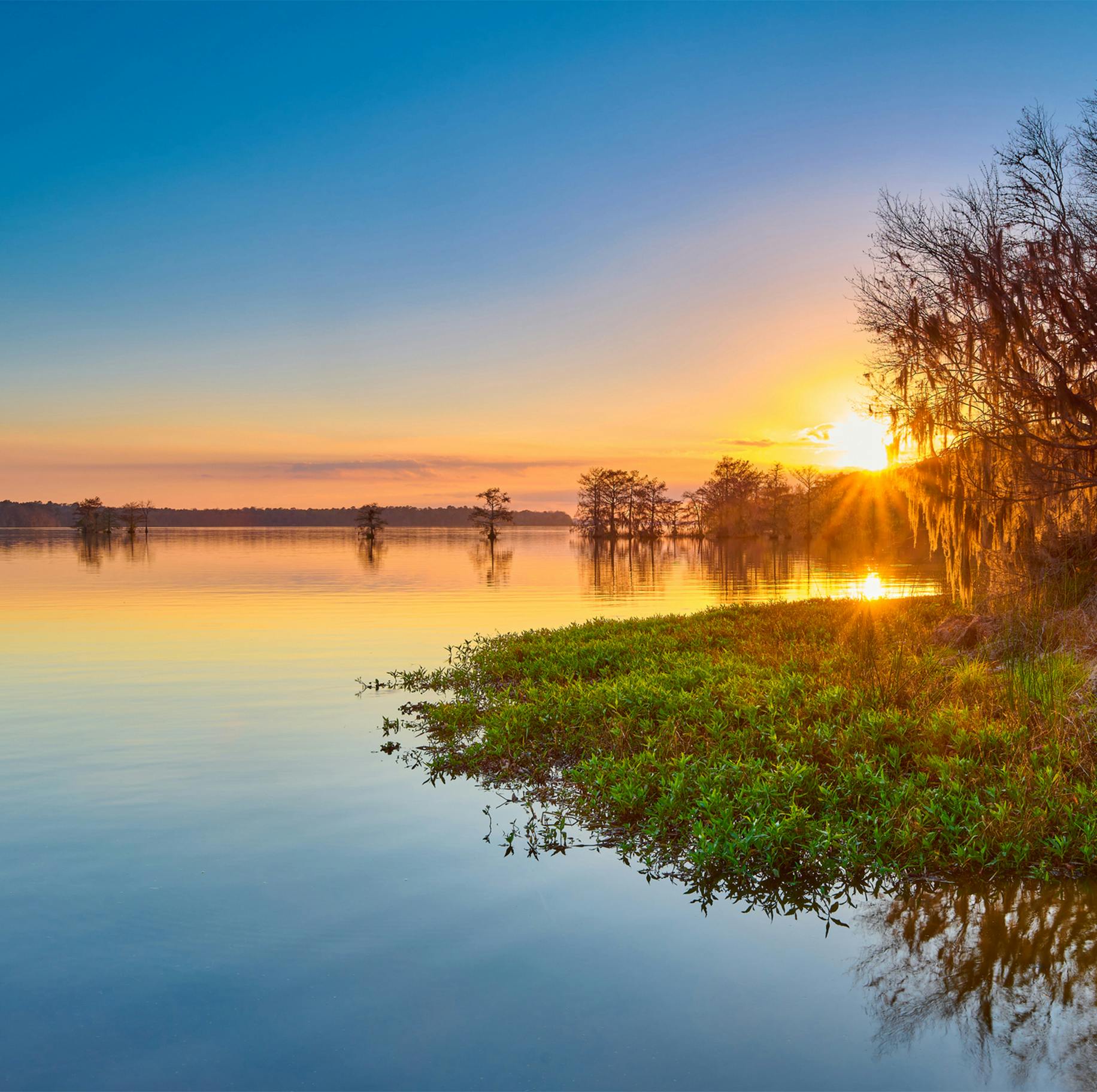 lake at sunset