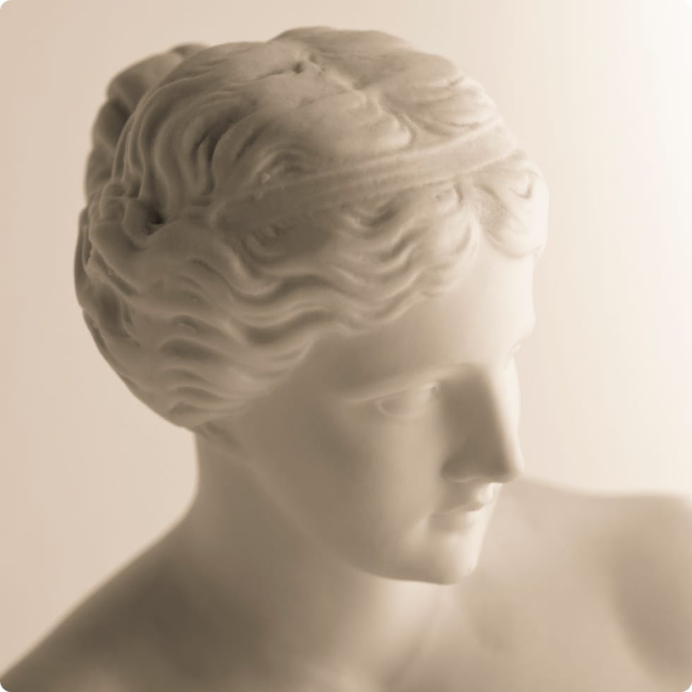 Close-up of a statue's face