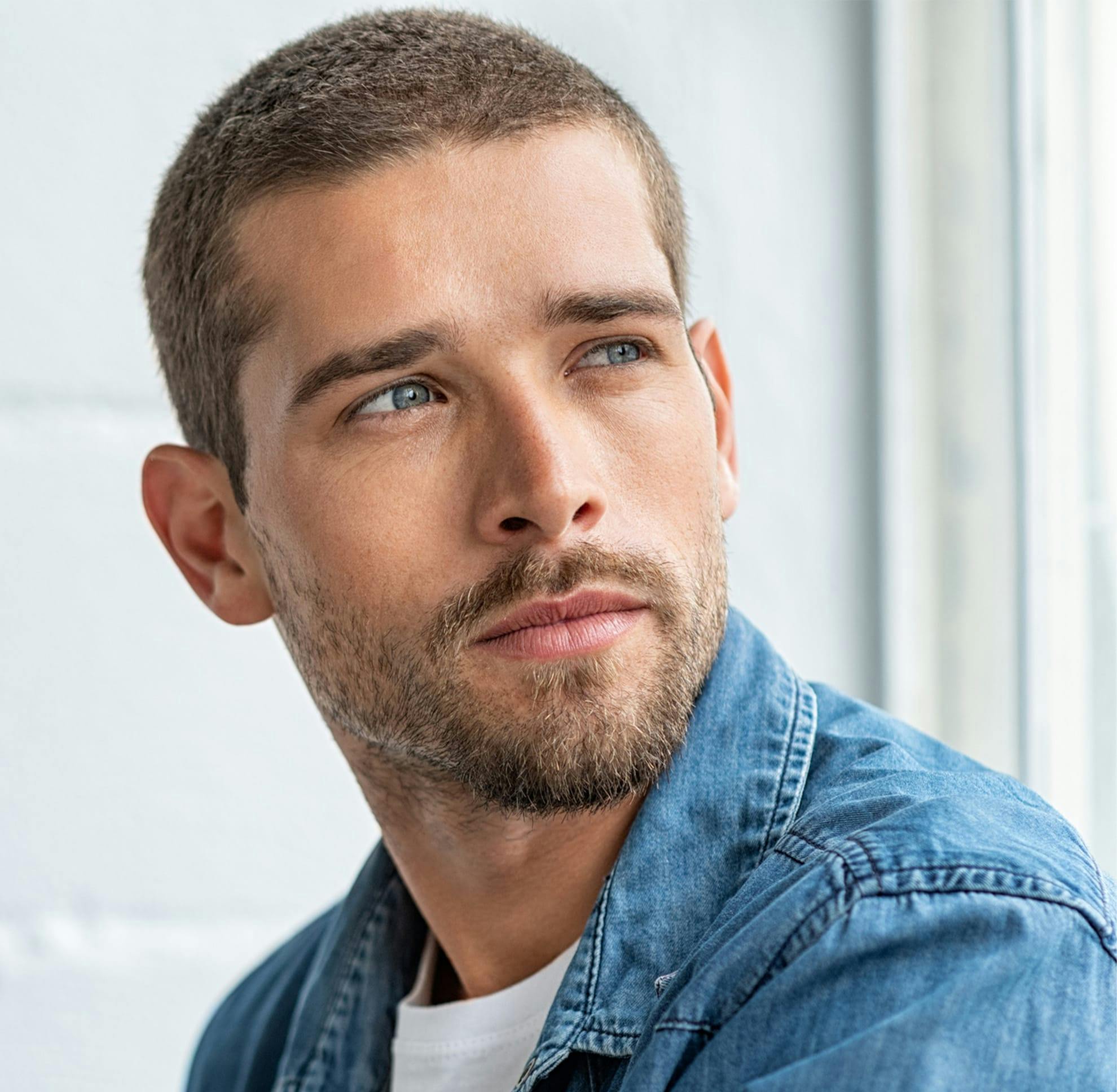 Man looking over his shoulder