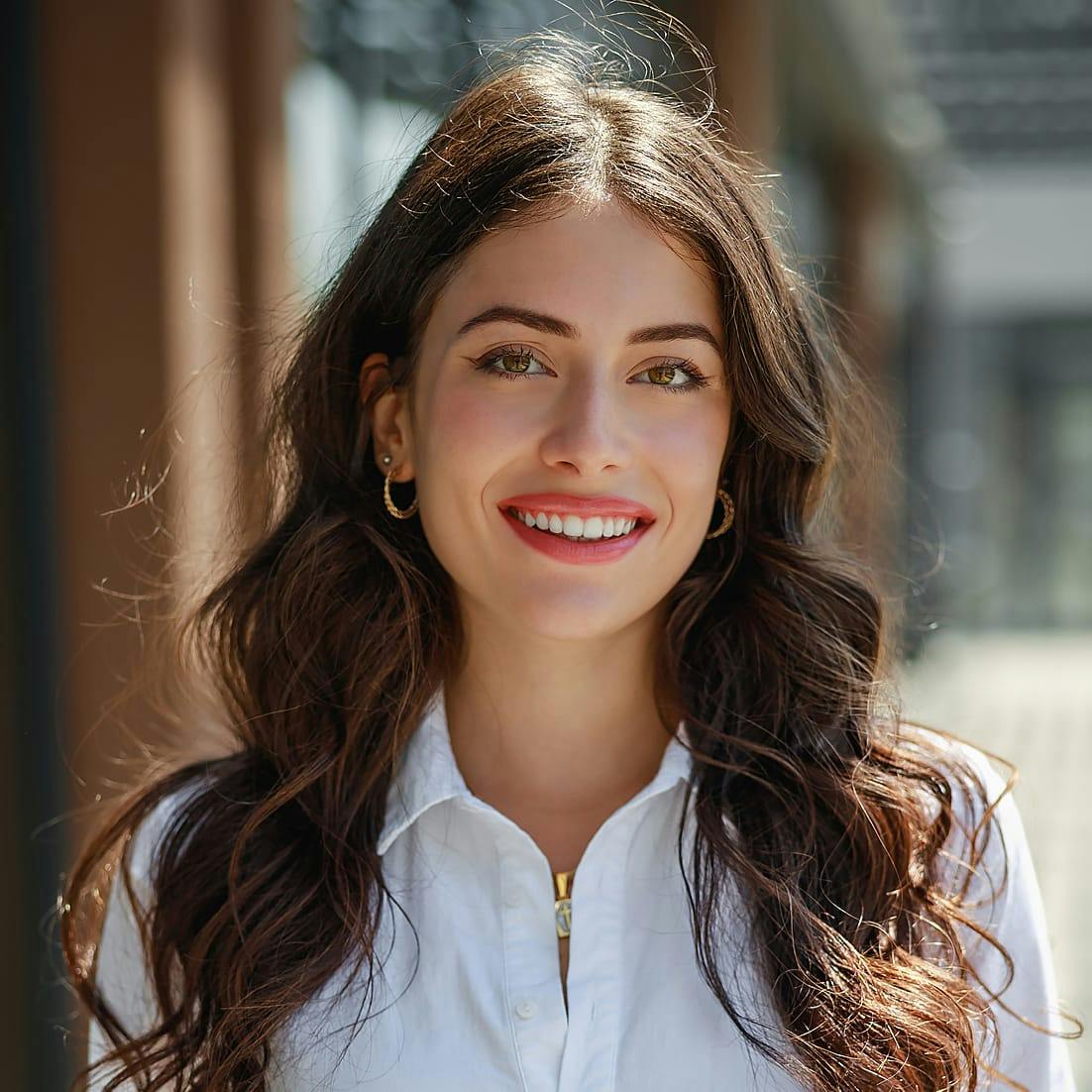 Woman with red lipstick