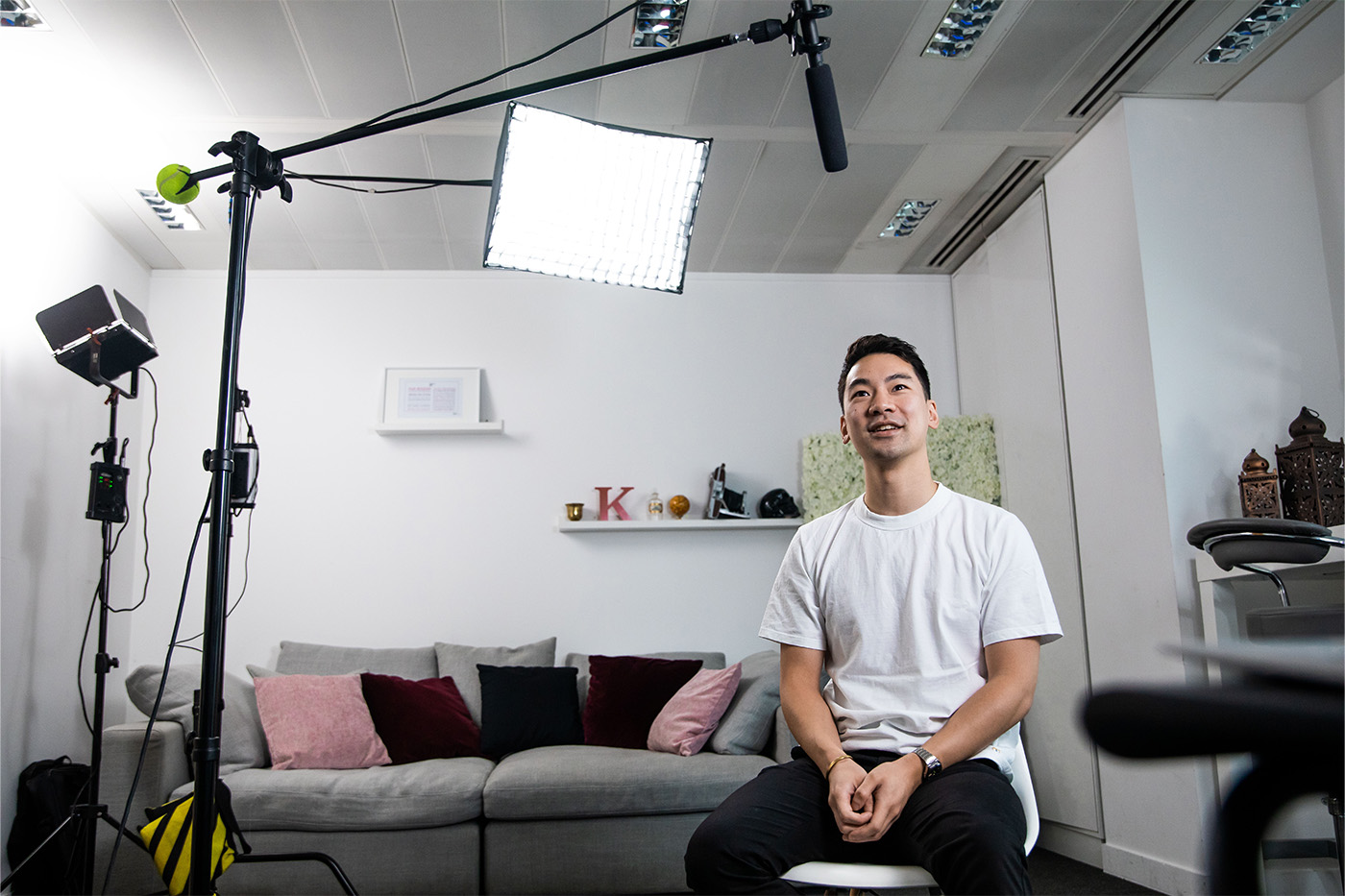 Man being interviewed at L'Oréal