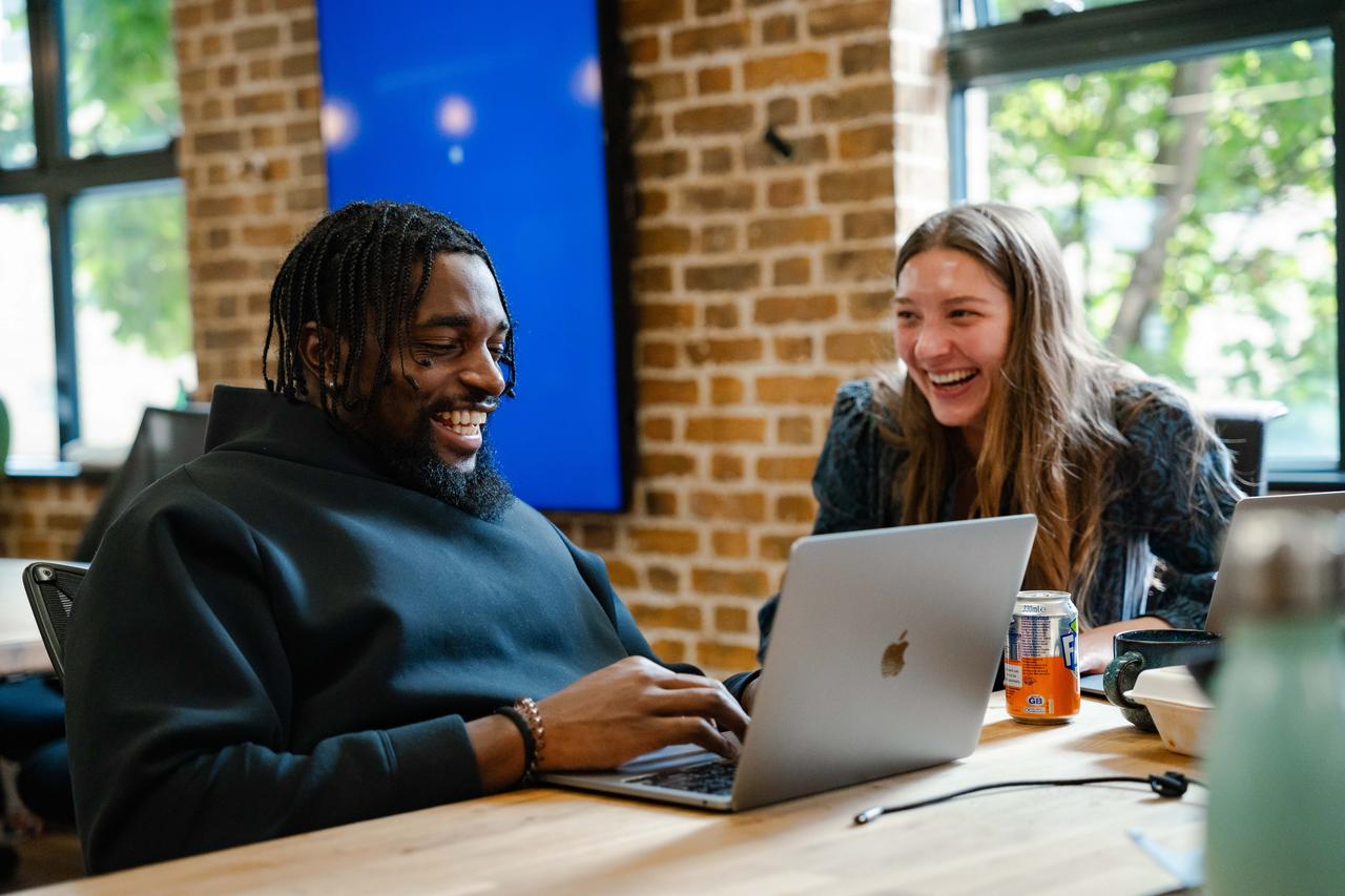 Man and woman smiling