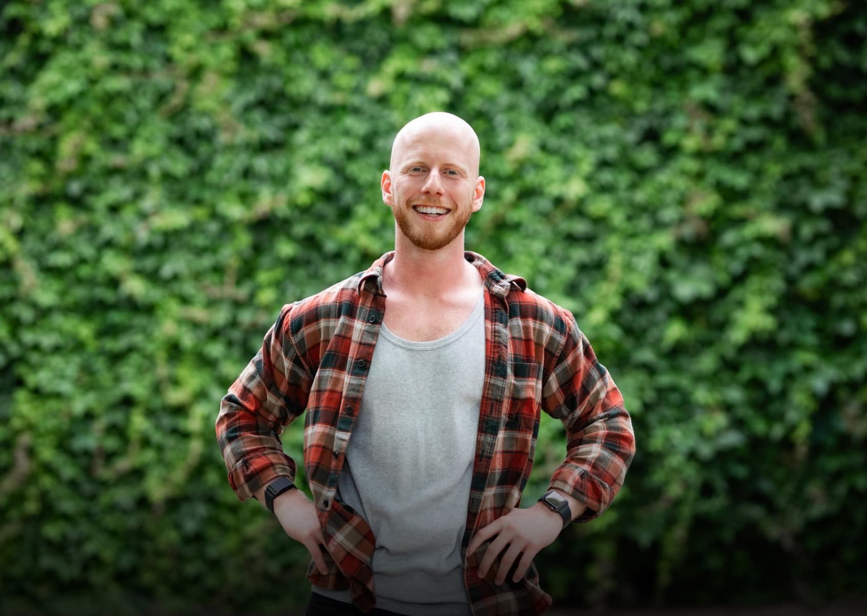 Man wearing checked shirt