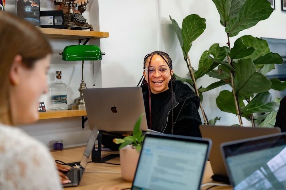 Girl smiling at work