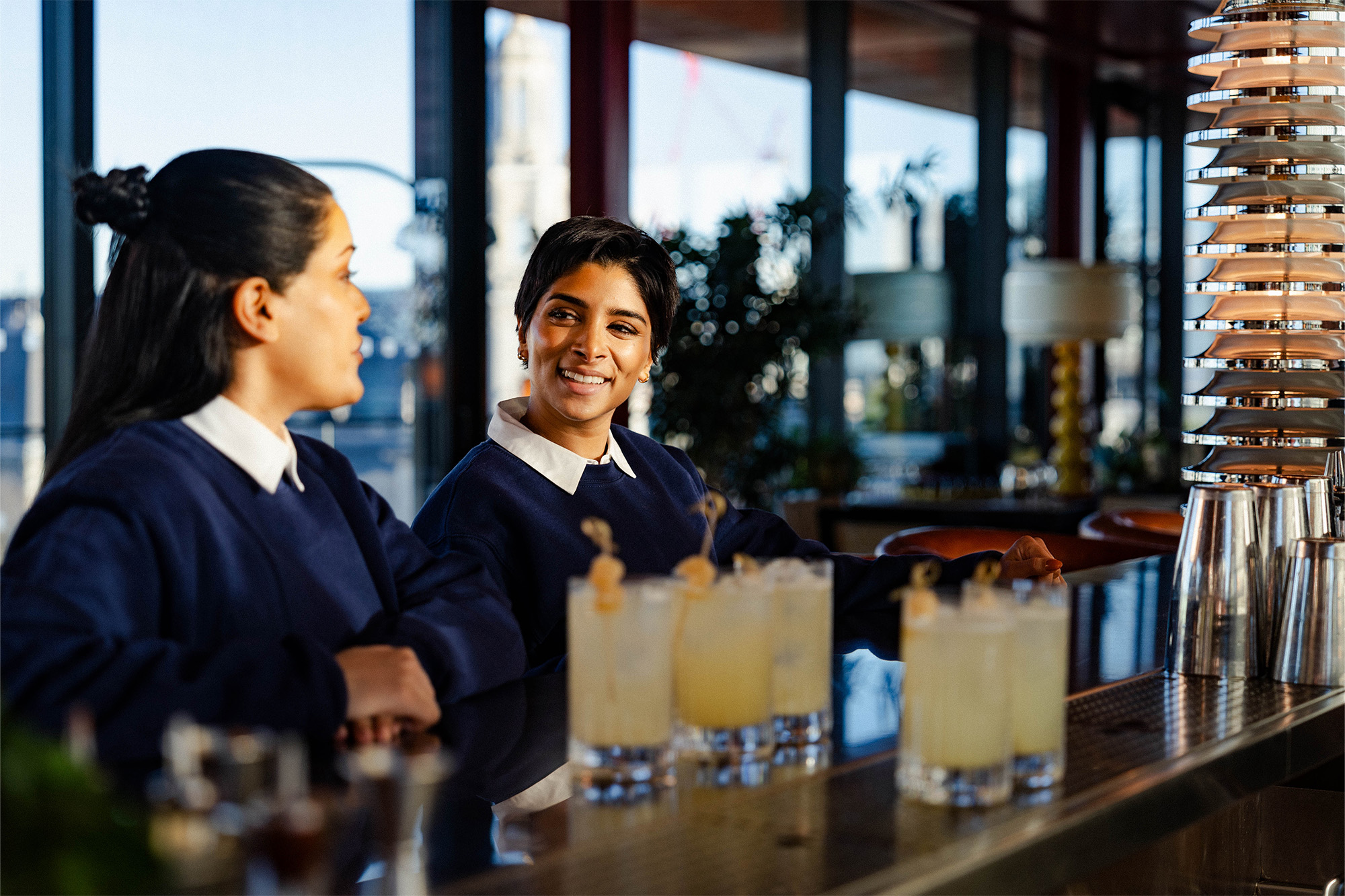 Two bar tenders at Soho House making cocktails