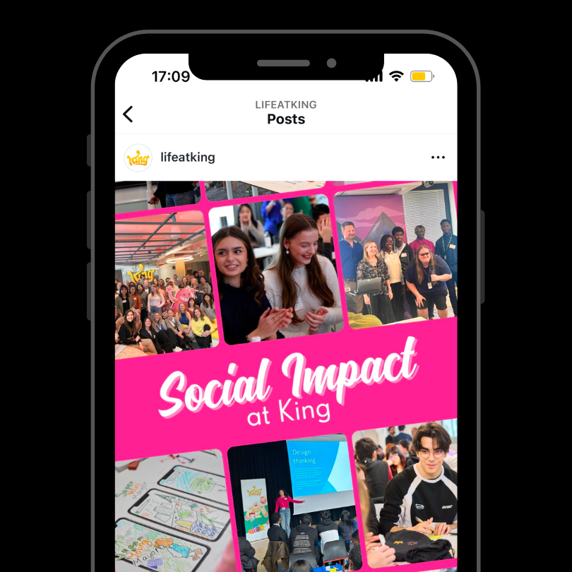 Instagram post showing King’s social impact initiatives.